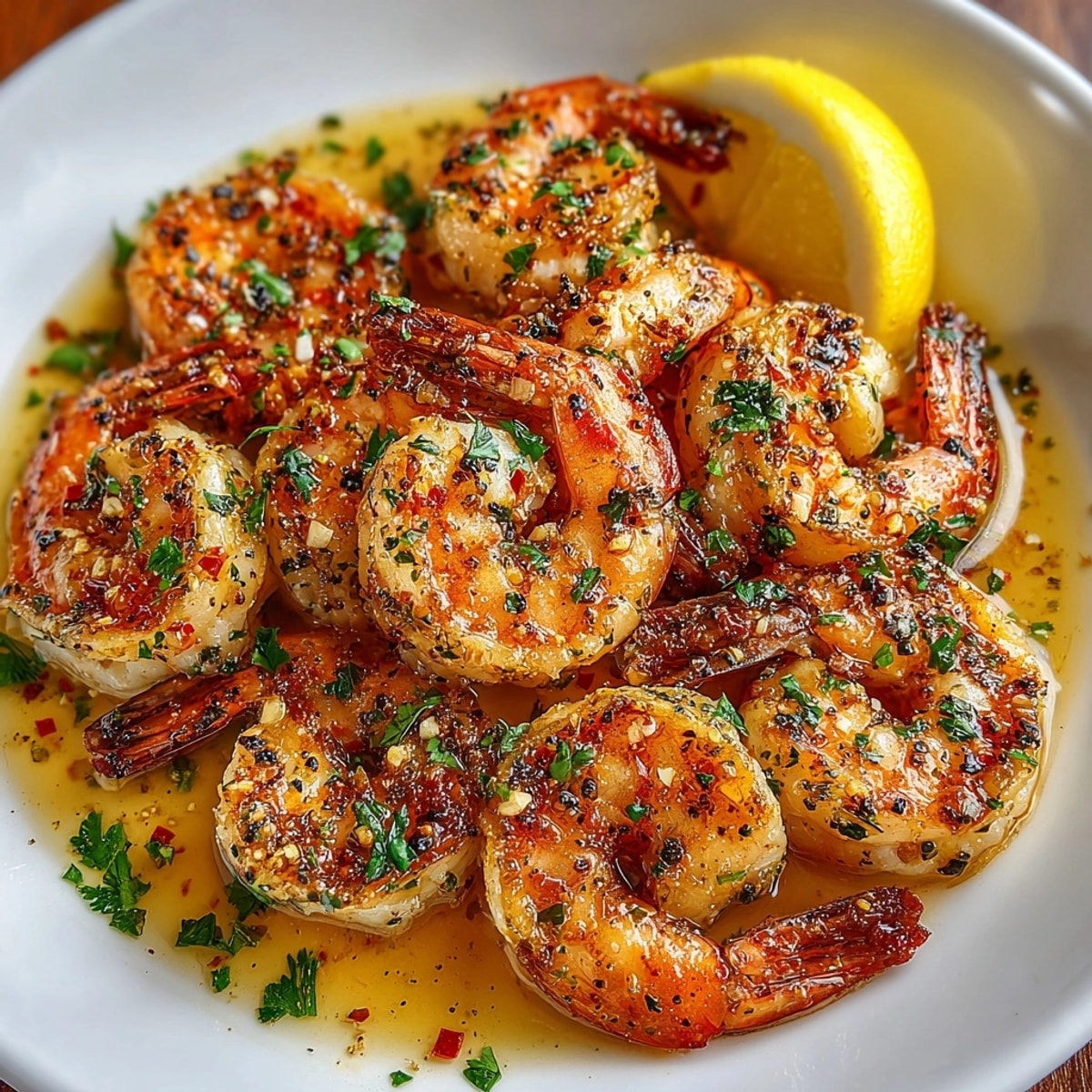 ¡Deliciosos camarones al ajillo caseros! El ajo fragante en mantequilla atrae a los comensales.