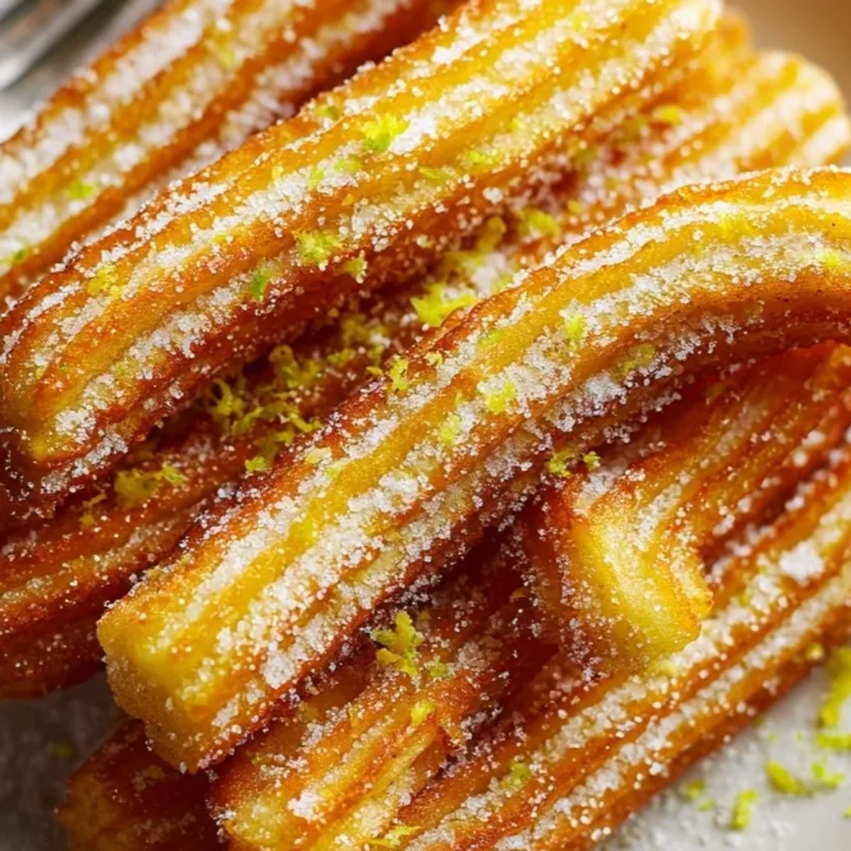 Crujientes churros de limón rápidos y dorados, una delicia azucarada perfecta para mojar.