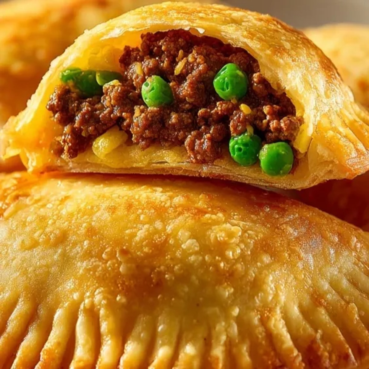 Empanadas de carne económicas y doradas al horno, rellenas de carne molida sazonada.