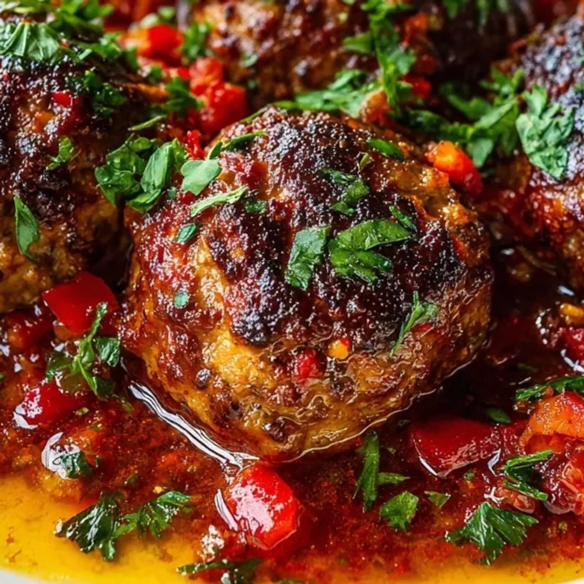 Albóndigas españolas fáciles y sabrosas en una salsa de tomate ahumada servida sobre arroz.
