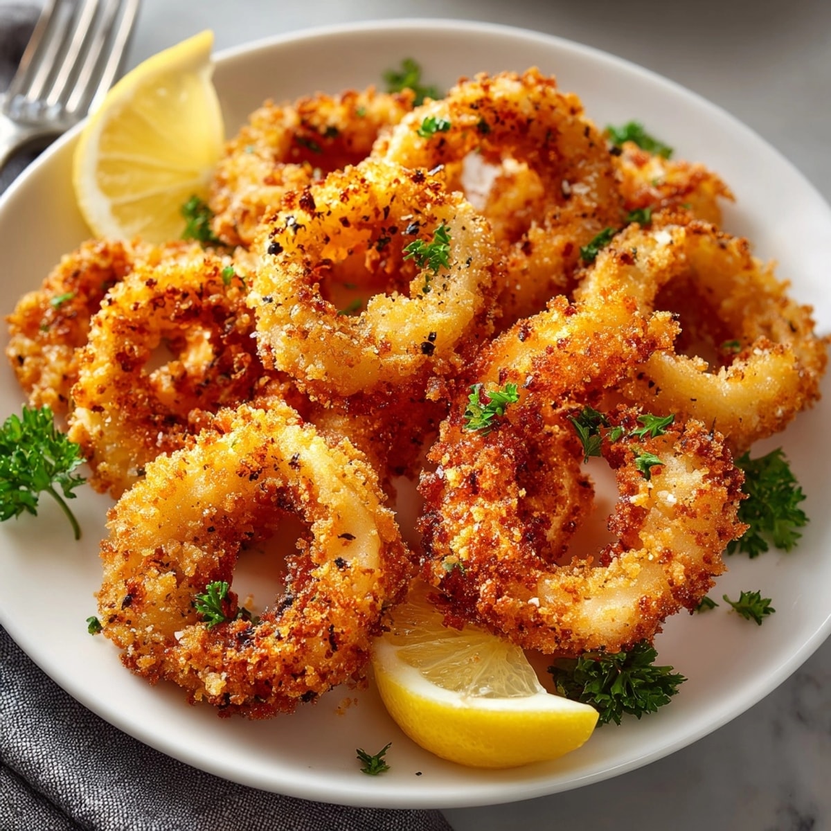 Crujientes, tiernos, calamares fritos simples, un bocado irresistible para compartir con amigos.