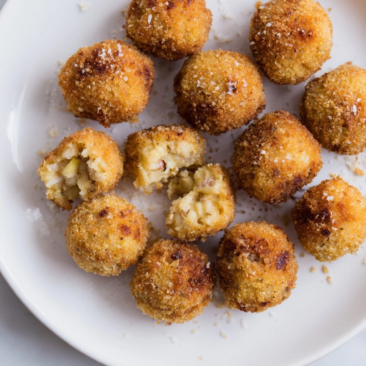 Crujientes Croquetas de Pistacho con Sal Ahumada marina, listas para tomar, perfectas tapas.