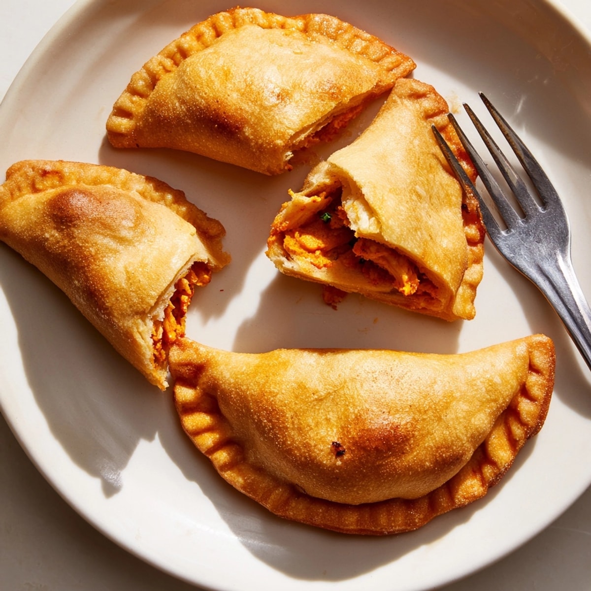 Bocadillo vegetariano con pimentón, "Empanadas" de coliflor al horno, servido con chimichurri.