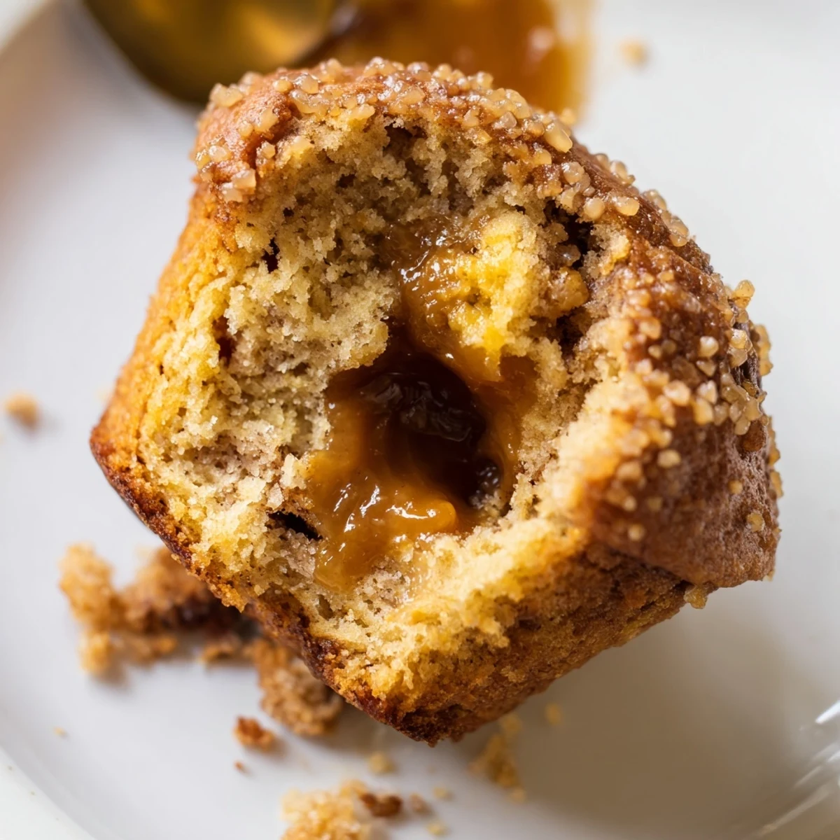 Moist Chai Dulce de Leche Muffins with spiced flavors and a sweet center.  