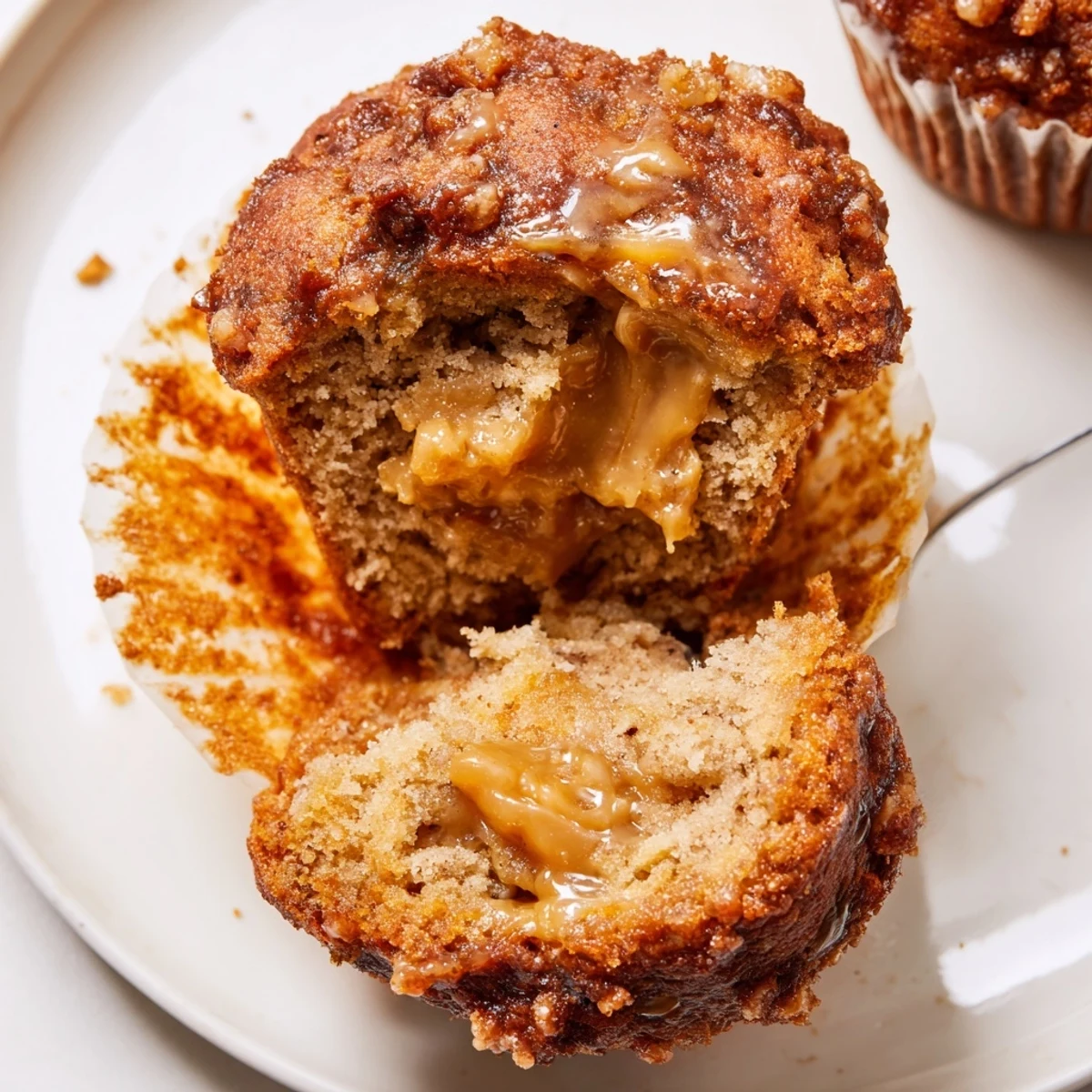 Gooey dulce de leche tucked inside warm Chai Muffins, perfect with coffee.  