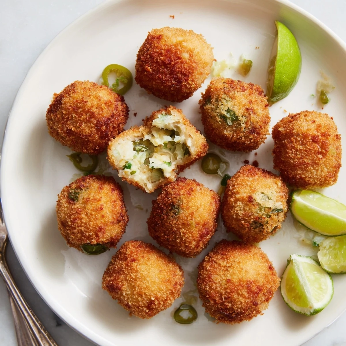 Deliciously creamy Pickle Margarita Croquetas made with dill pickles and lime zest.