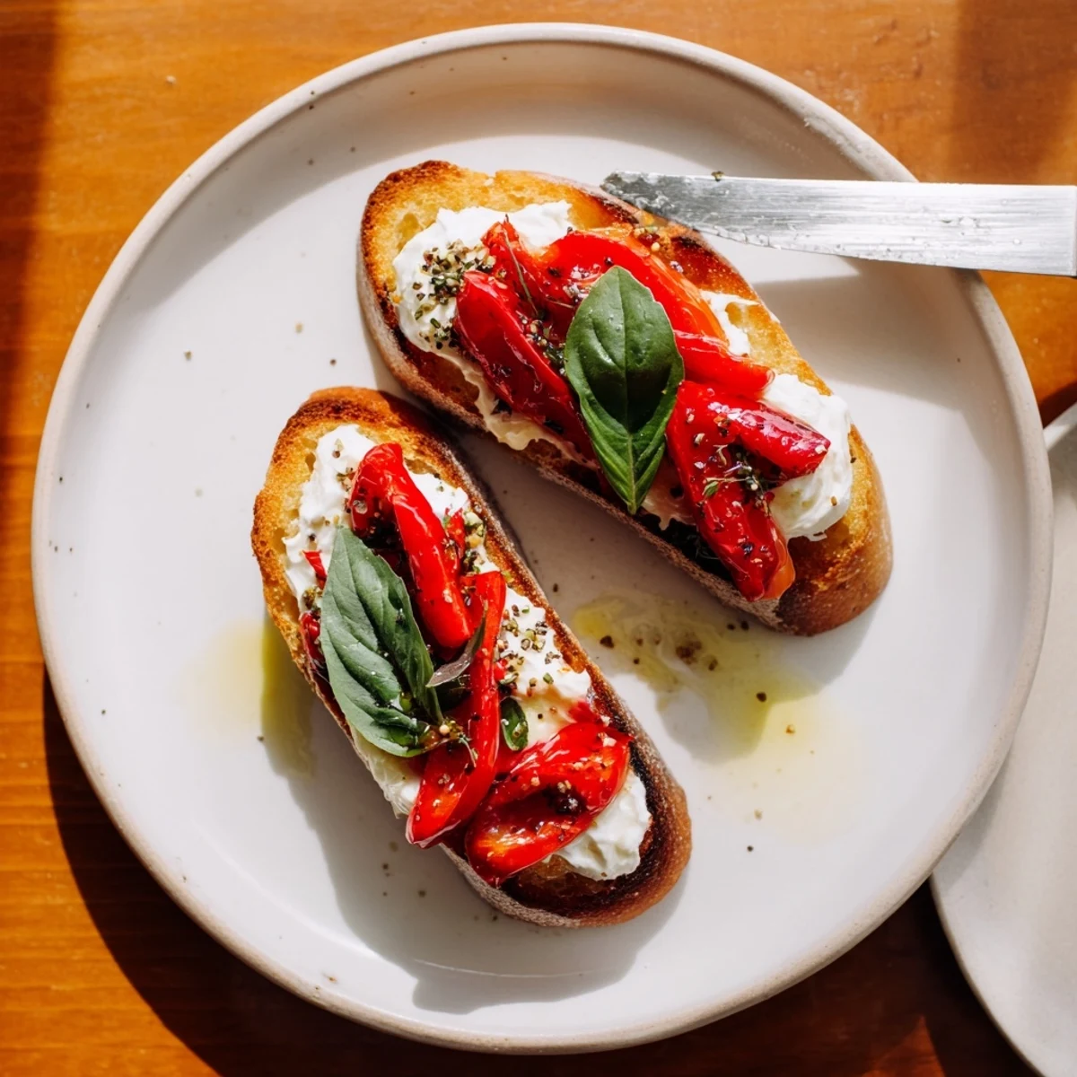 Pickled Pepper Goat Cheese Toasts