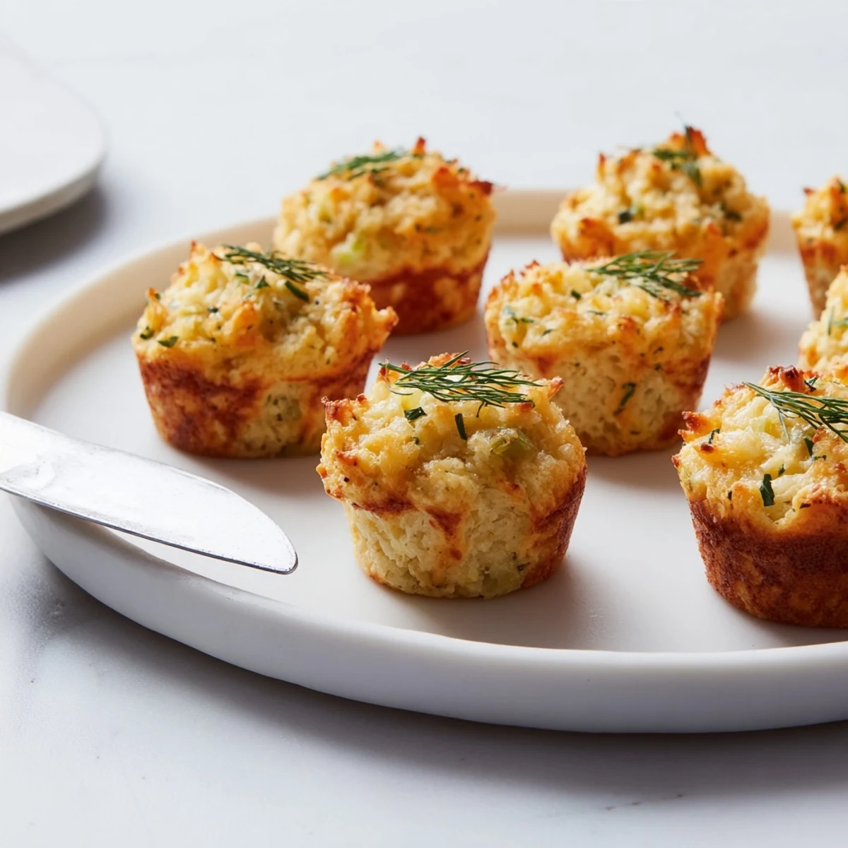 Bocaditos de muffin de Manchego con pepinillos, perfectos para fiestas y meriendas.  
