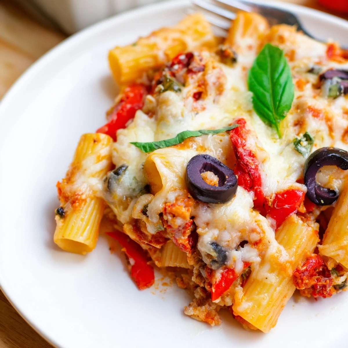 Pasta tomate y aceituna horno