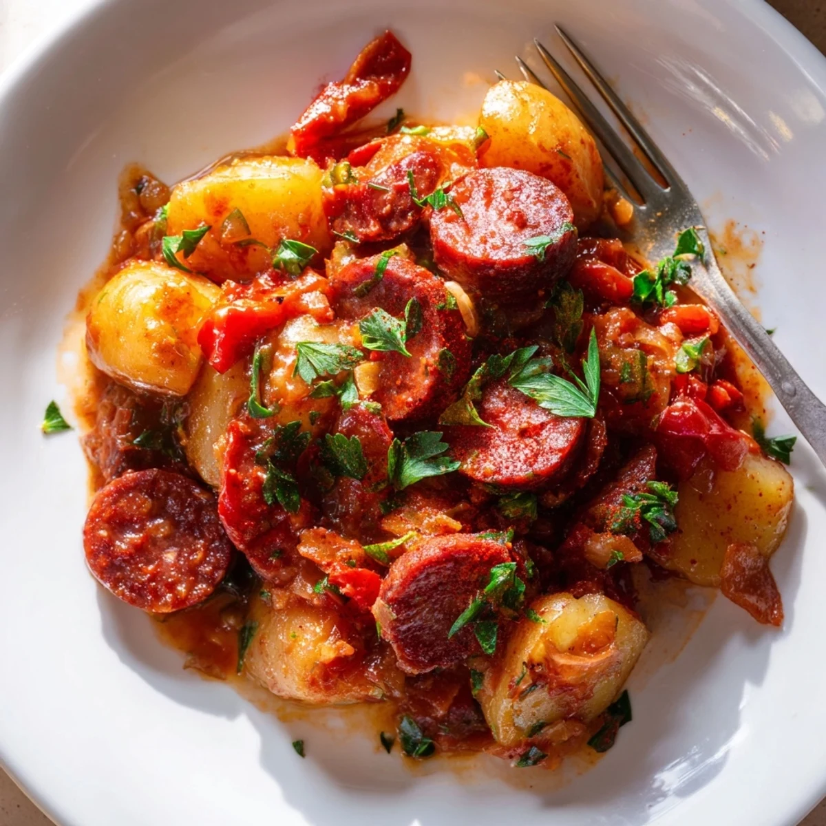Chorizo papas guiso ahumado