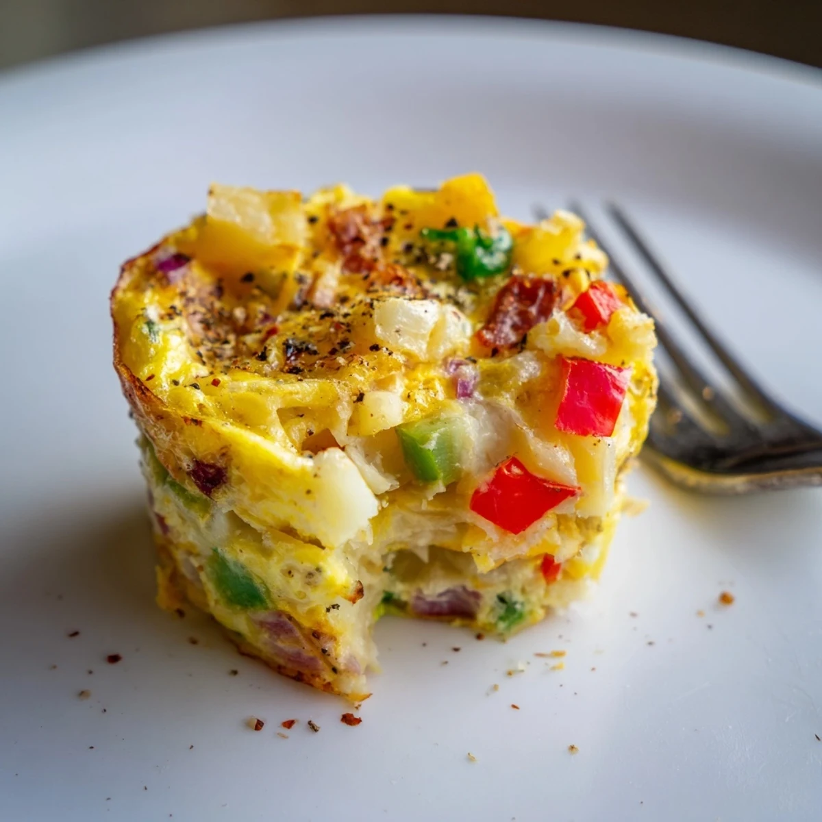 Deliciosos muffins de desayuno con omelette español, llenos de verduras y sabor.