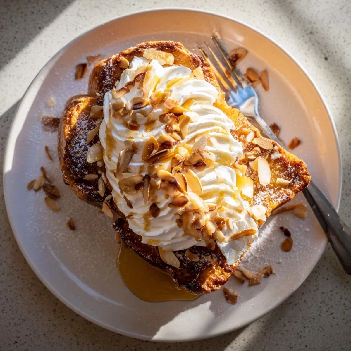 Disfruta de esta deliciosa tostada de churro de crema de almendra con canela.