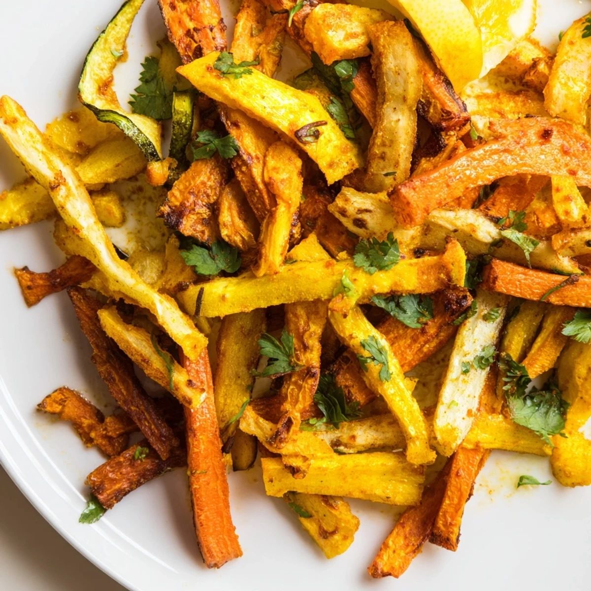 Frías crujientes de verduras con azafrán, perfectas como aperitivo vibrante.