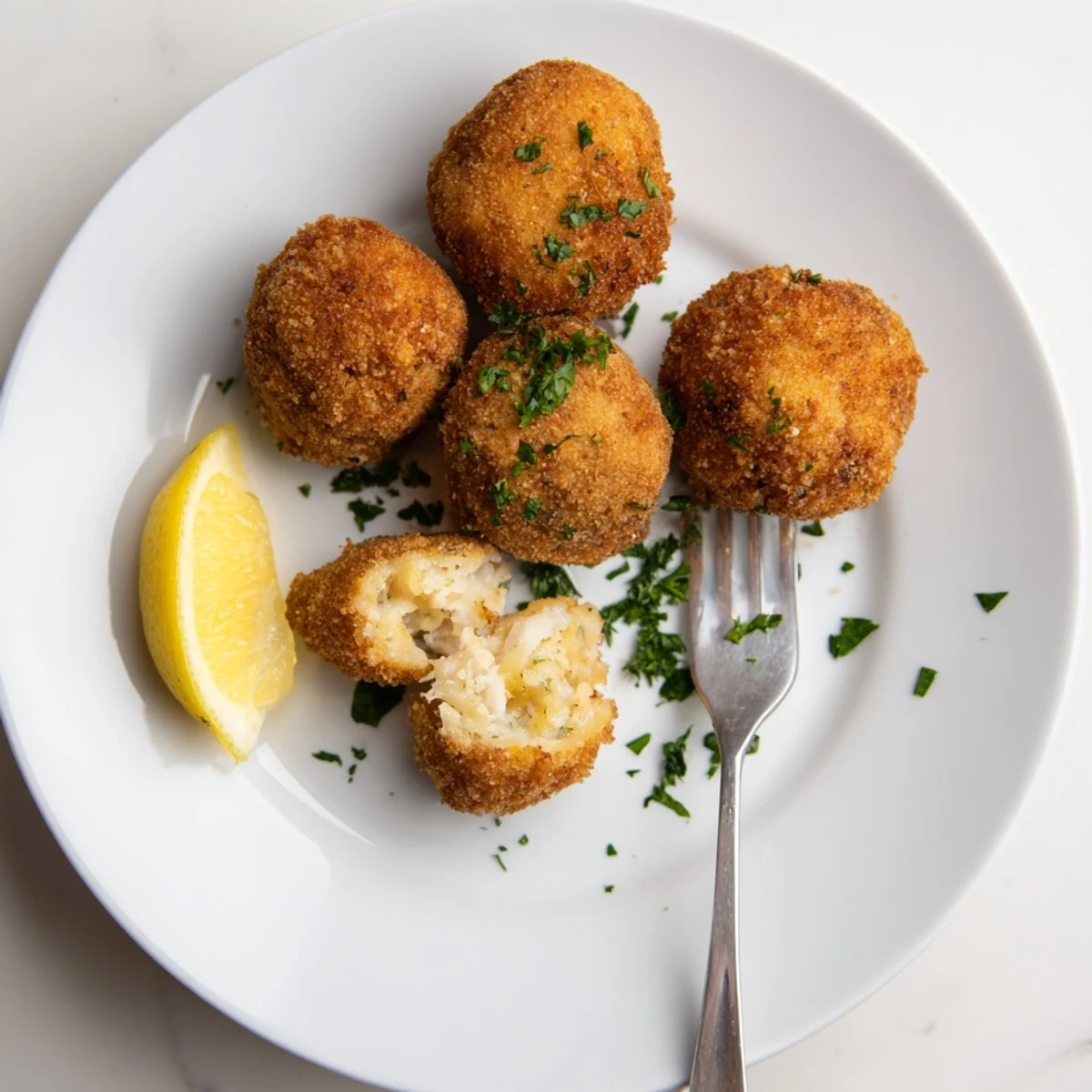 Croquetas de bacalao doradas, ideales para compartir, con un exterior perfectamente crujiente.