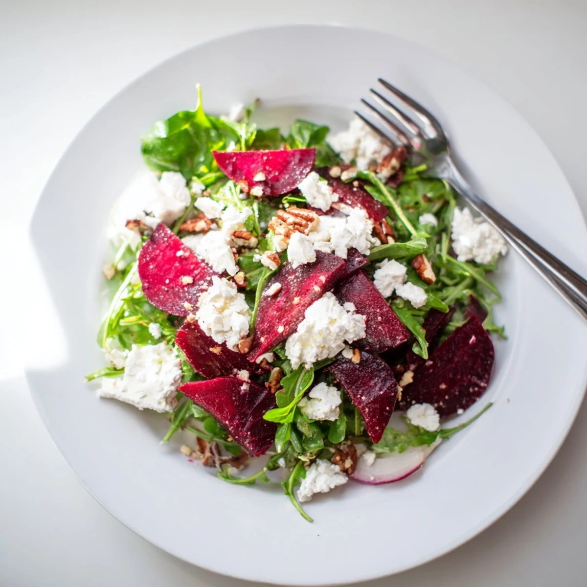 This stunning pickled beet salad with goat cheese showcases colorful beets, balanced flavors, and textures for a delightful meal.