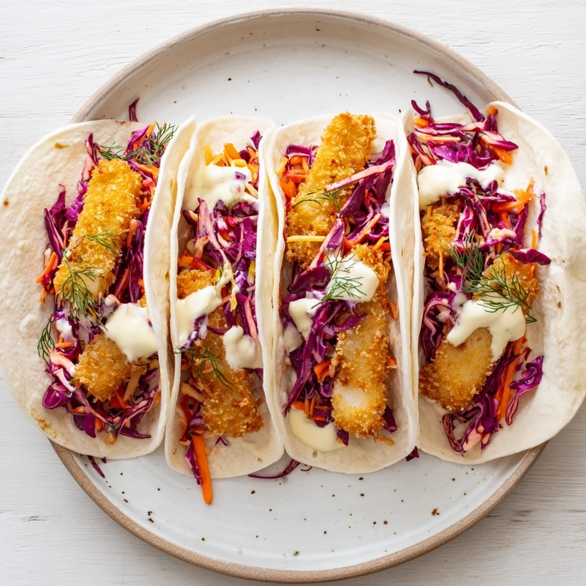 Crispy pork schnitzel tacos with vibrant sauerkraut slaw; a delicious German-Mexican fusion.