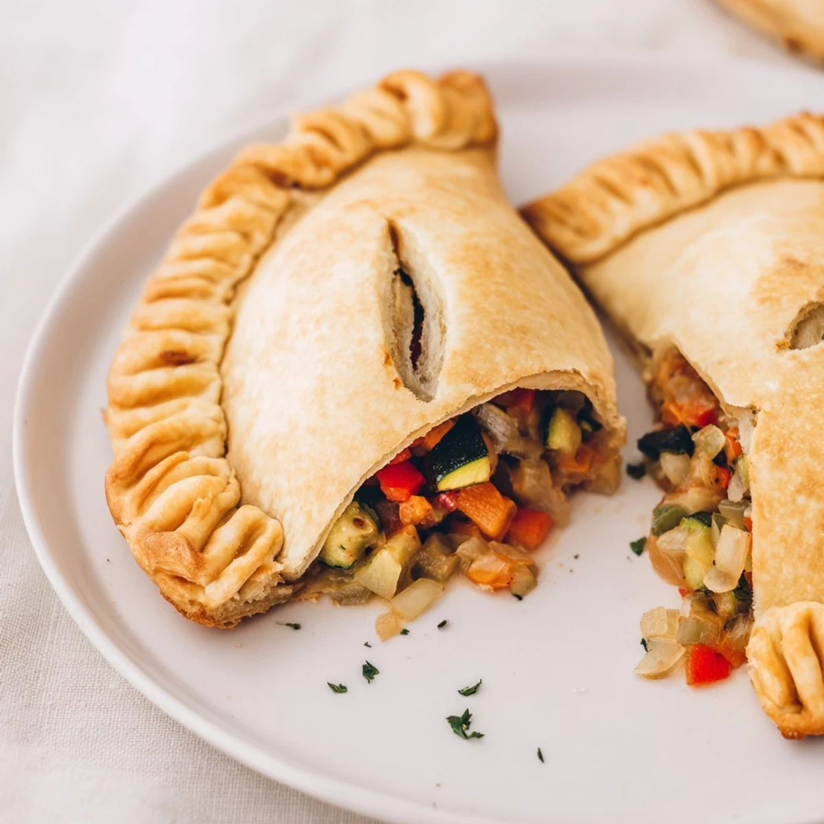 Imagine a rustic Empanada Gallega de Verduras with a steam vent, ready to slice and serve.