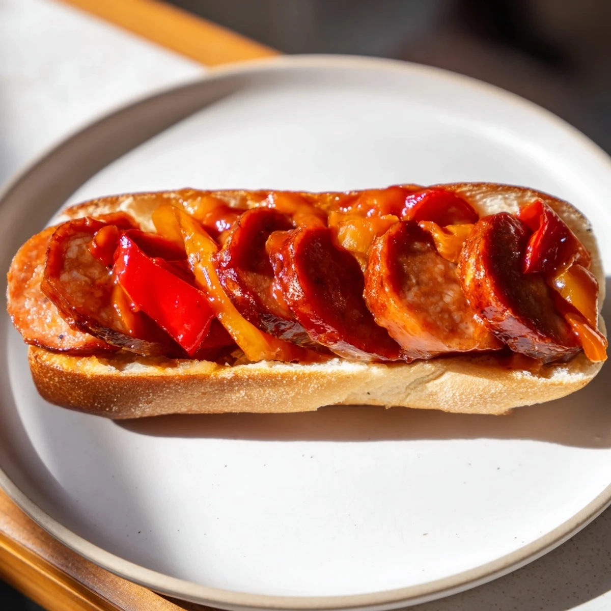 Sándwich español chorizo pimiento