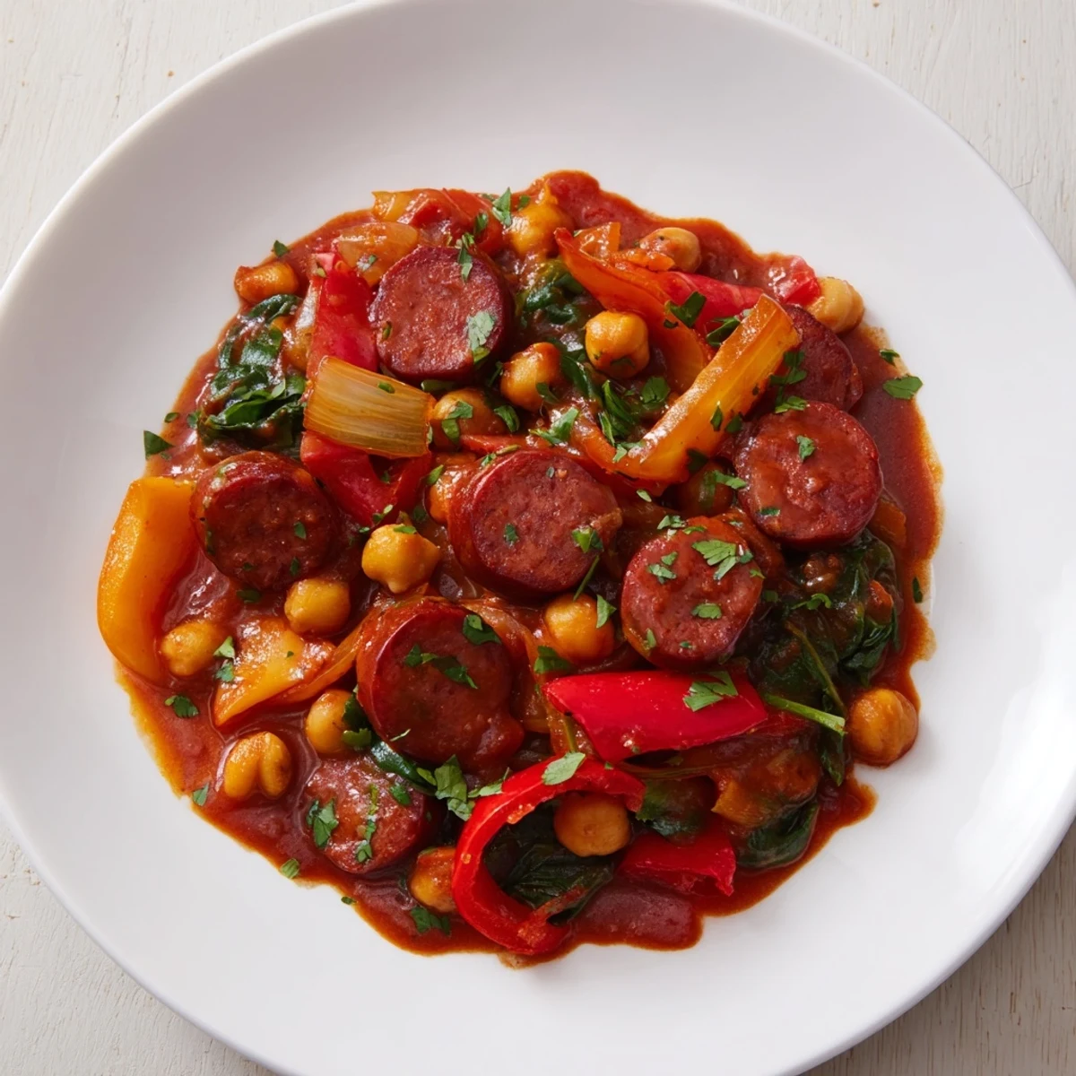 Chorizo y garbanzos estofado