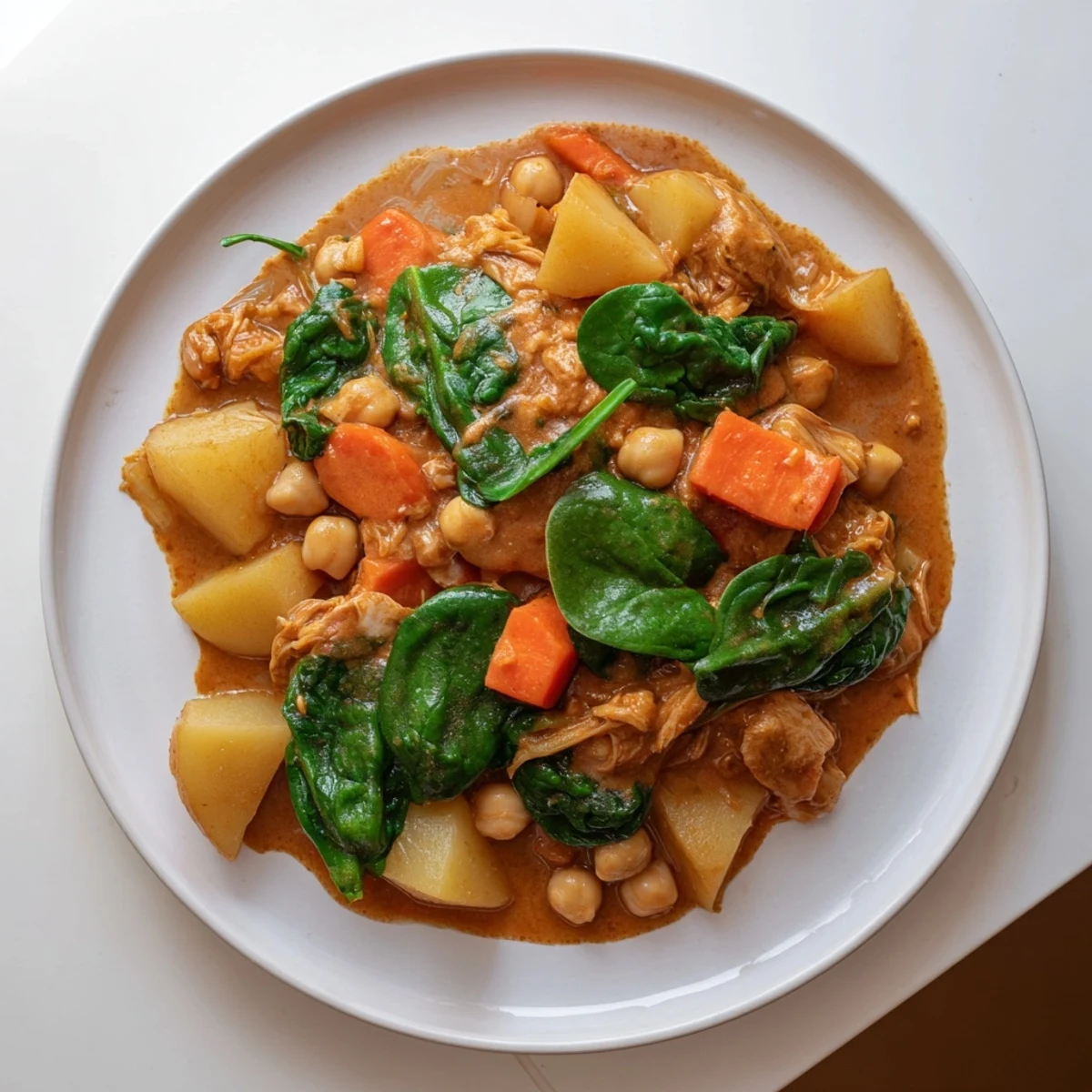 Creamy Garbanzos with Spinach Stew, a vibrant, steaming bowl of Spanish vegetarian comfort food.