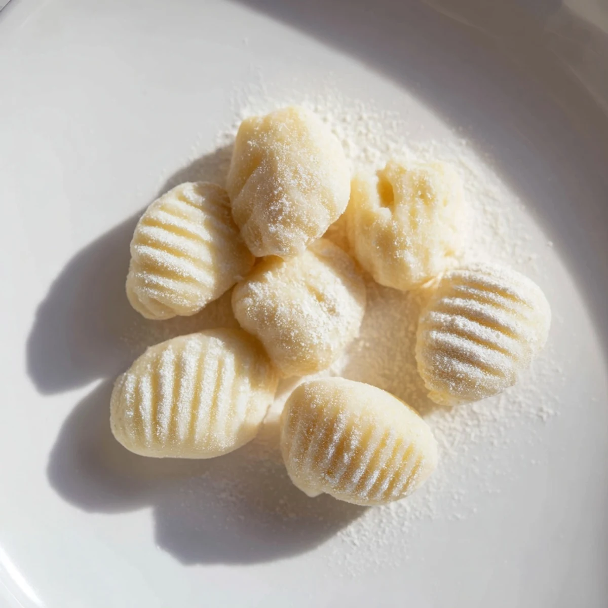 Fluffy homemade potato gnocchi, golden brown after cooking, ready to be served hot.