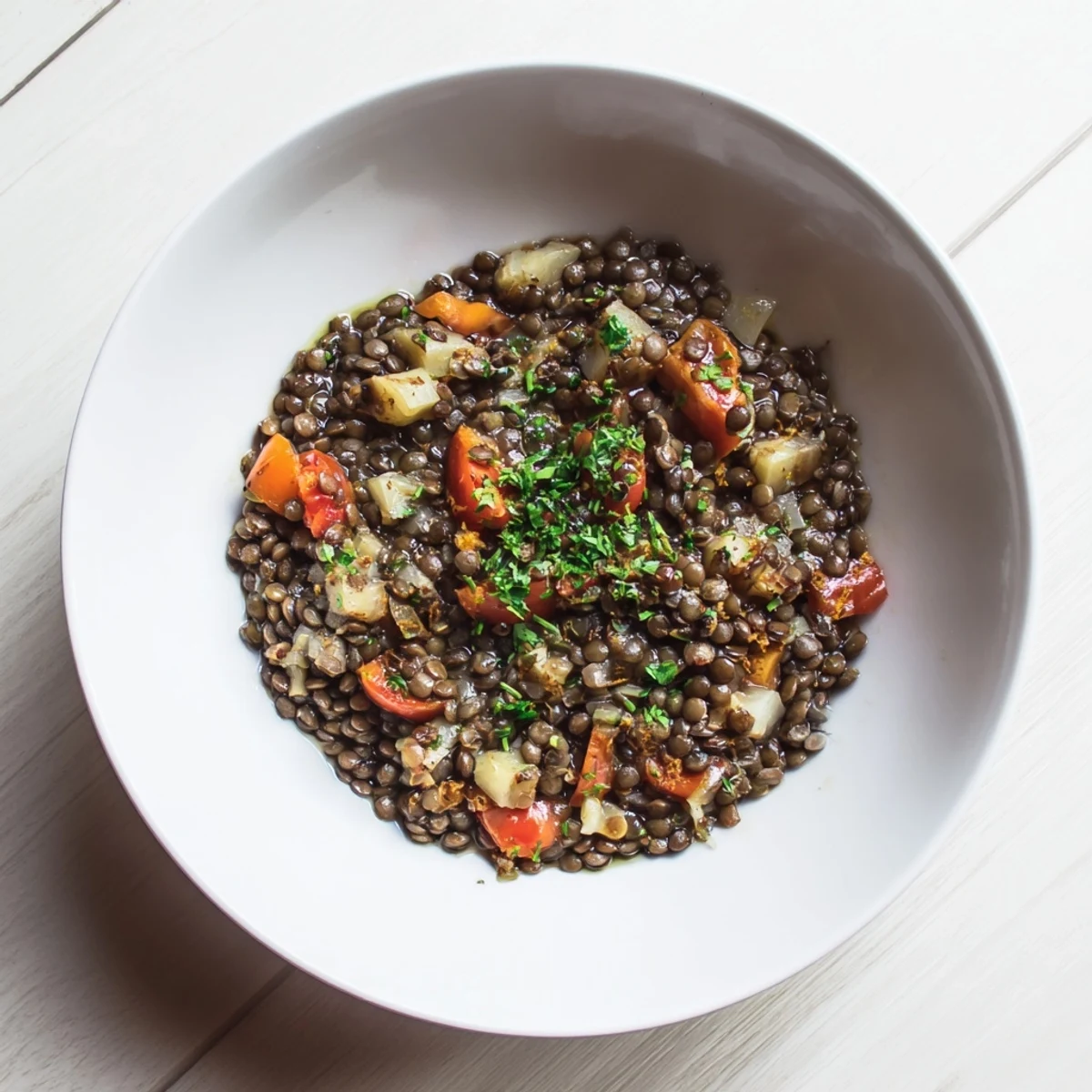 Guiso de lentejas y ciruelas