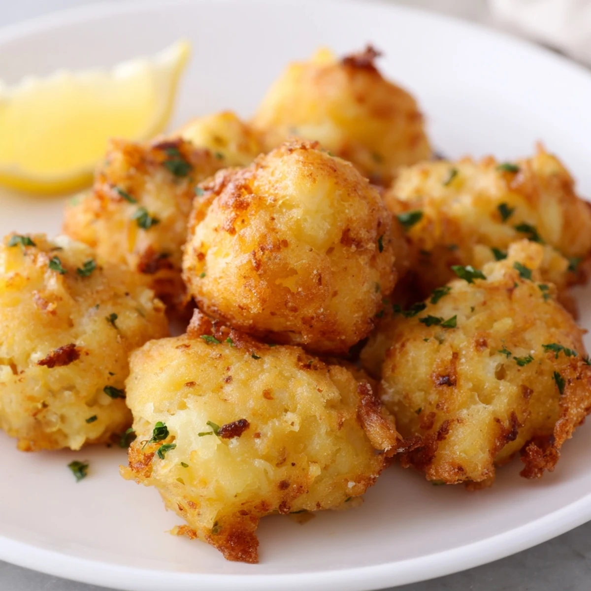Perfectly fried Simplified Bacalao Bites, a comforting appetizer with flaked salt cod and potato.