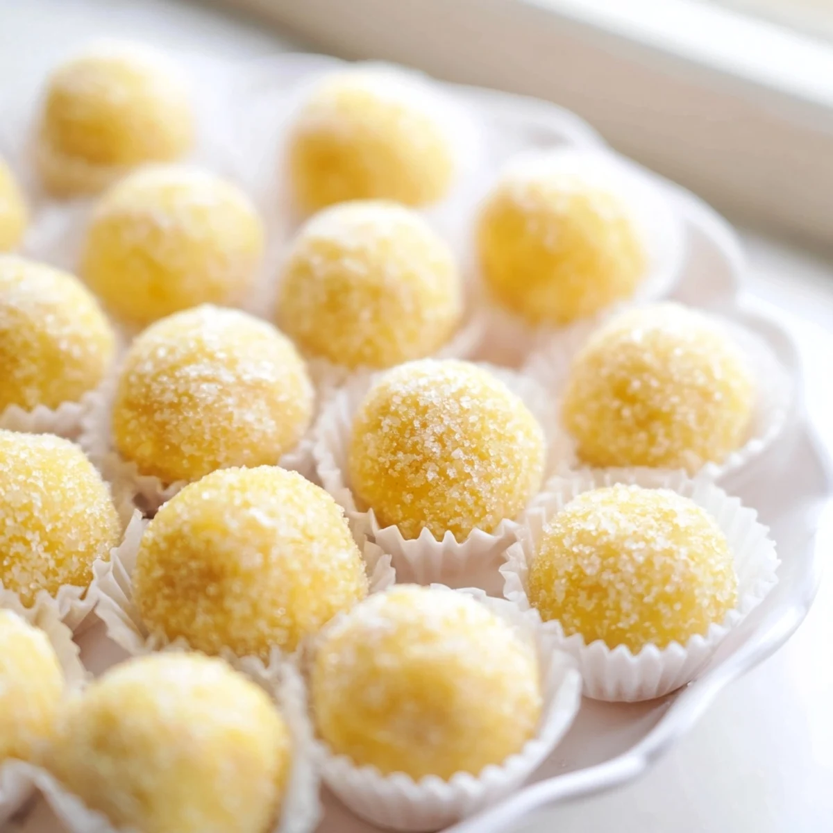 Close-up of golden Quick Yema Candy; bite-sized treats made with egg yolks and condensed milk.