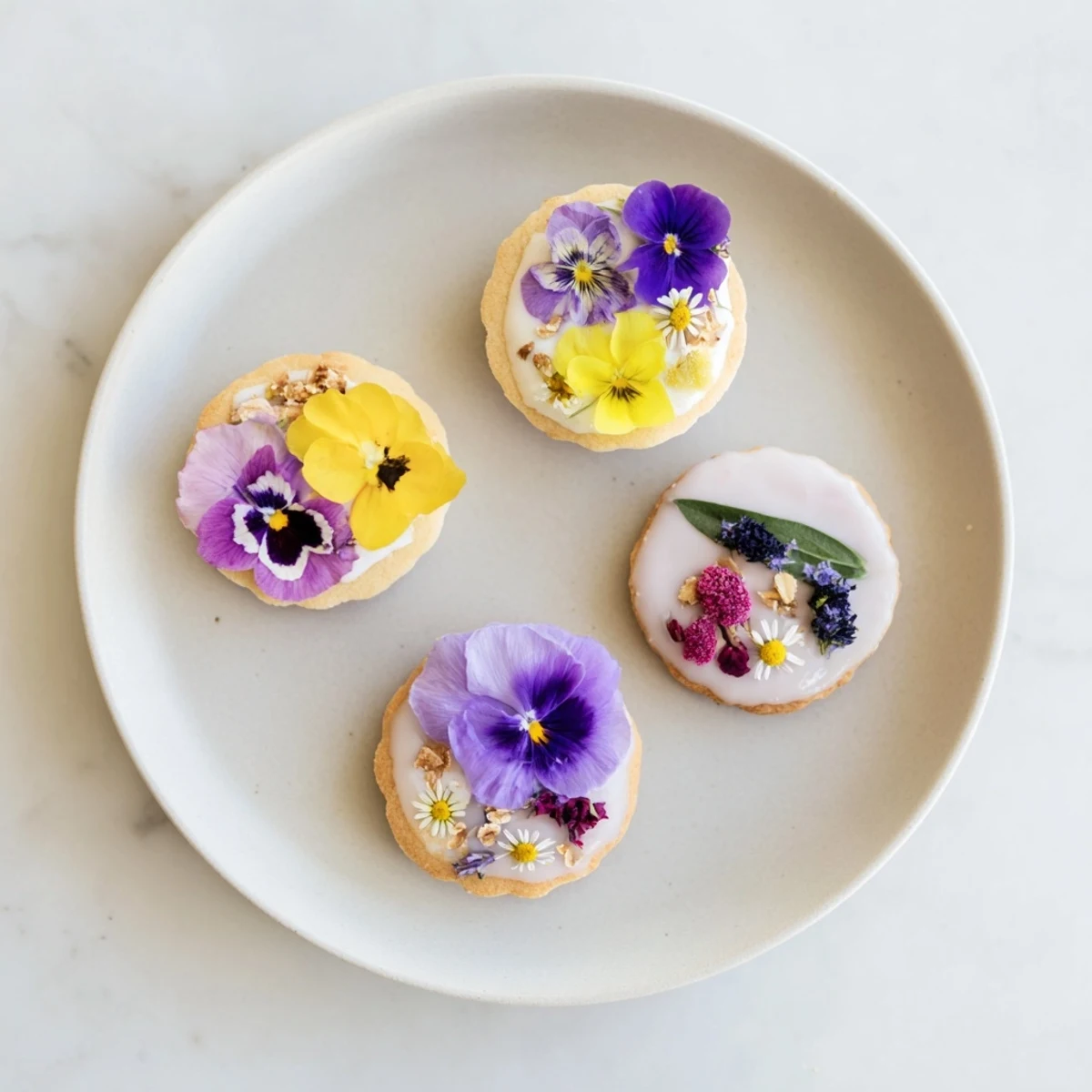 A beautifully arranged Spring Flower Dessert Tray, offering a variety of floral treats and flavors.