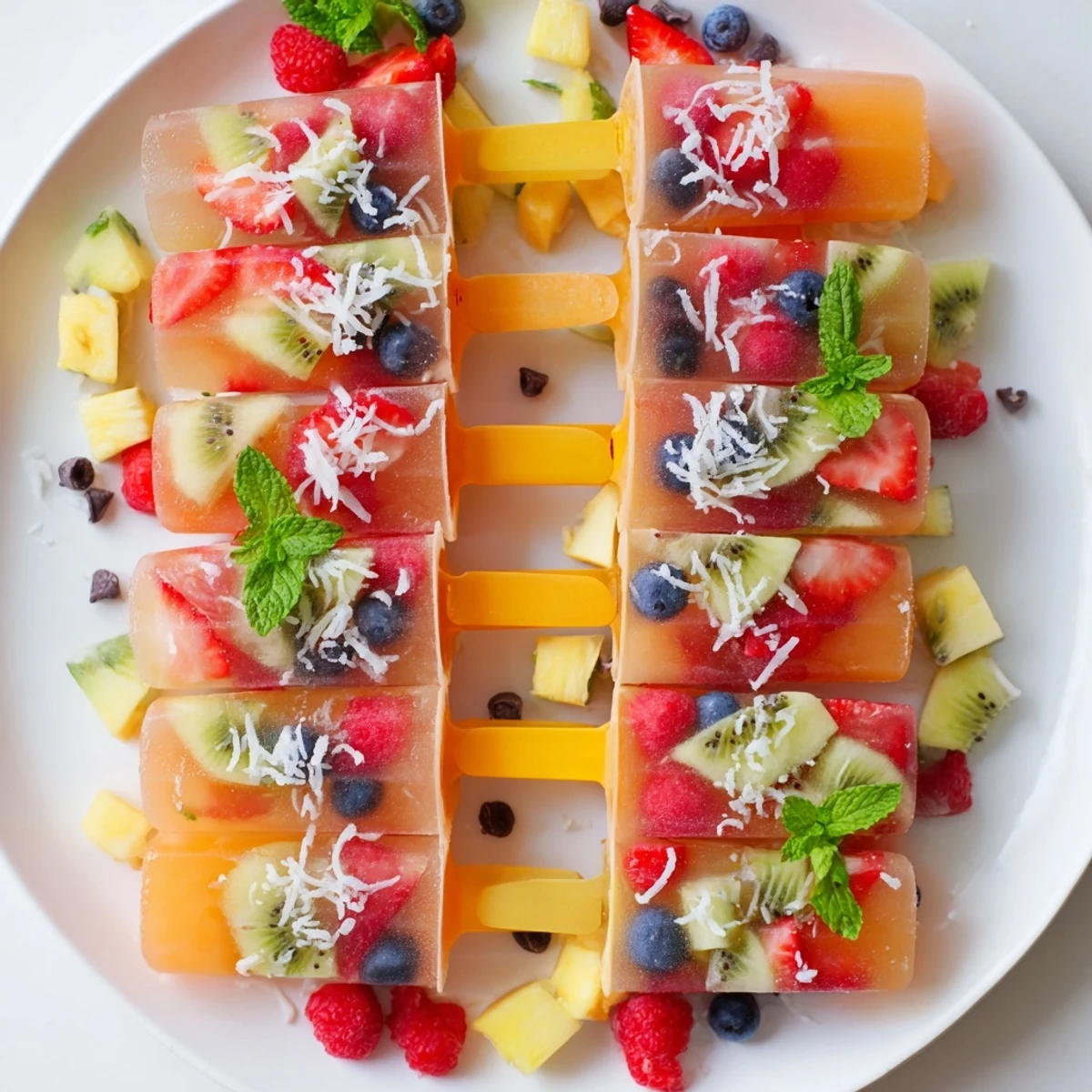 A vibrant Summer Popsicle Board overflowing with colorful popsicles, fresh fruit, and fun toppings, ready to enjoy.