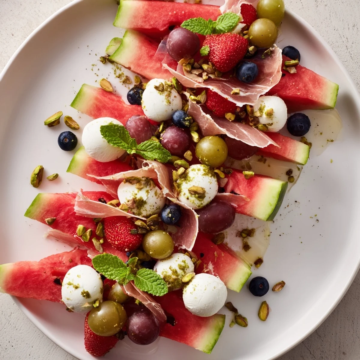 Juicy watermelon slices star in this summer Watermelon Slice Charcuterie appetizer platter.