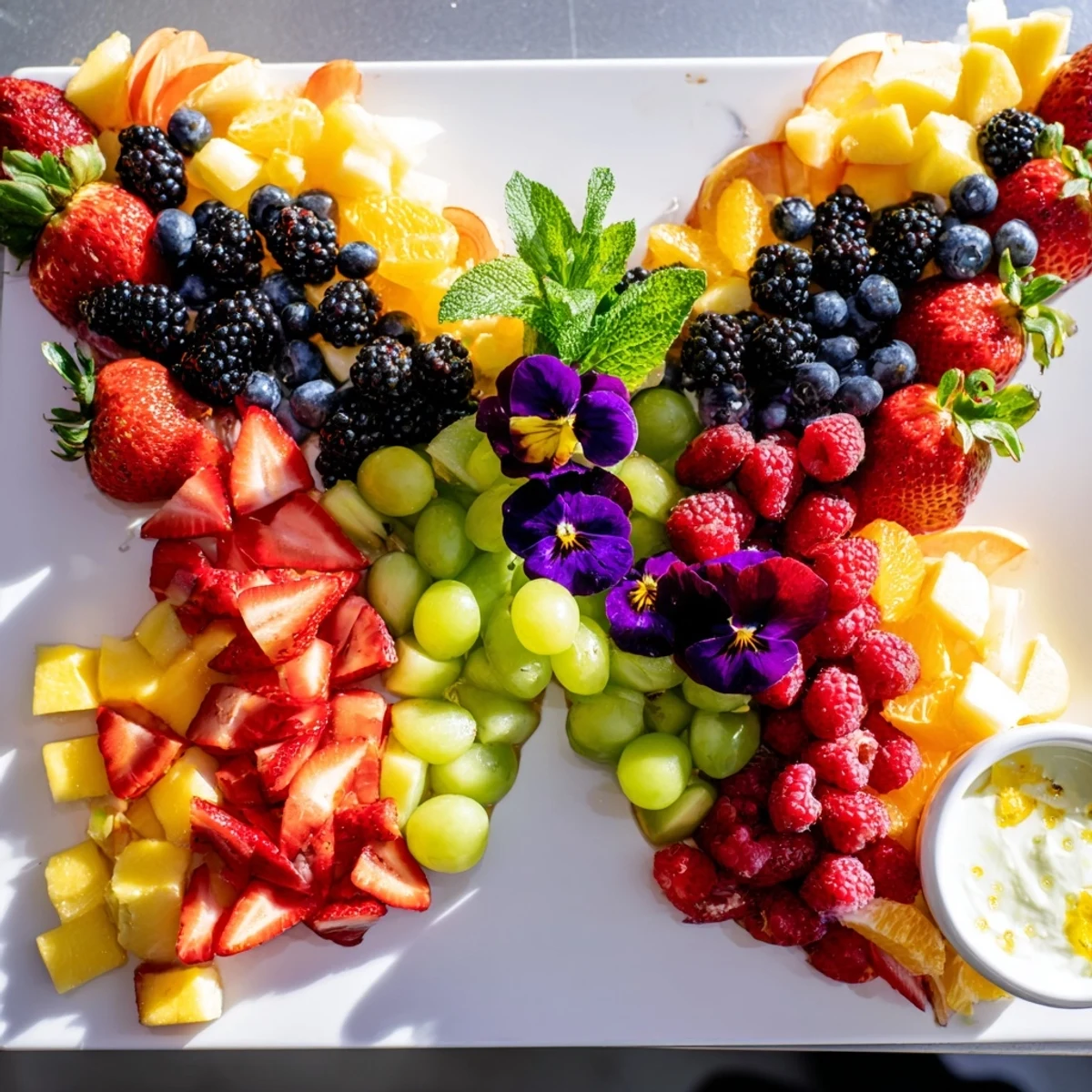 Tabla frutas mariposa fresca