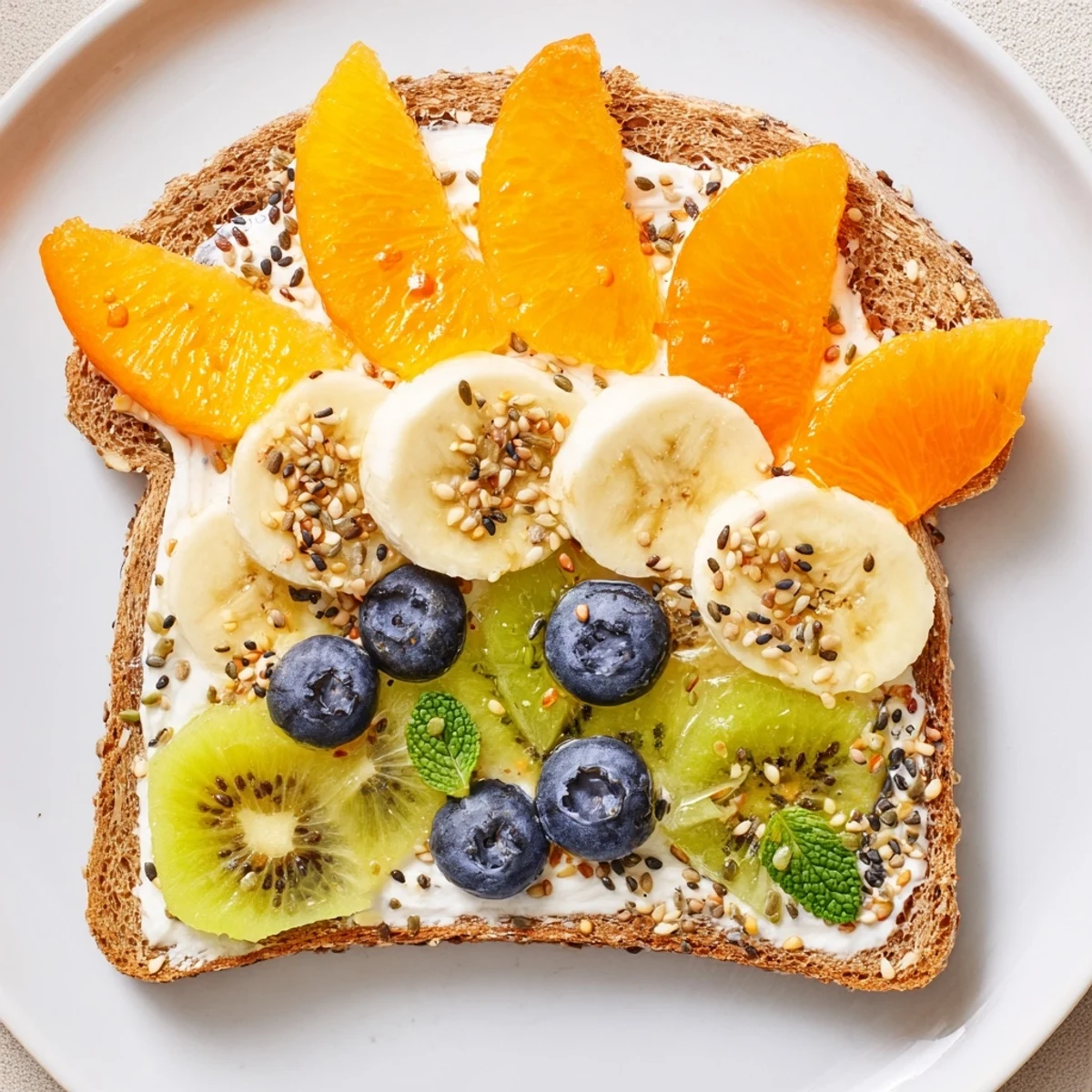 Creative "Morning Sun" breakfast toast designs, featuring colorful fruit toppings for a bright morning.