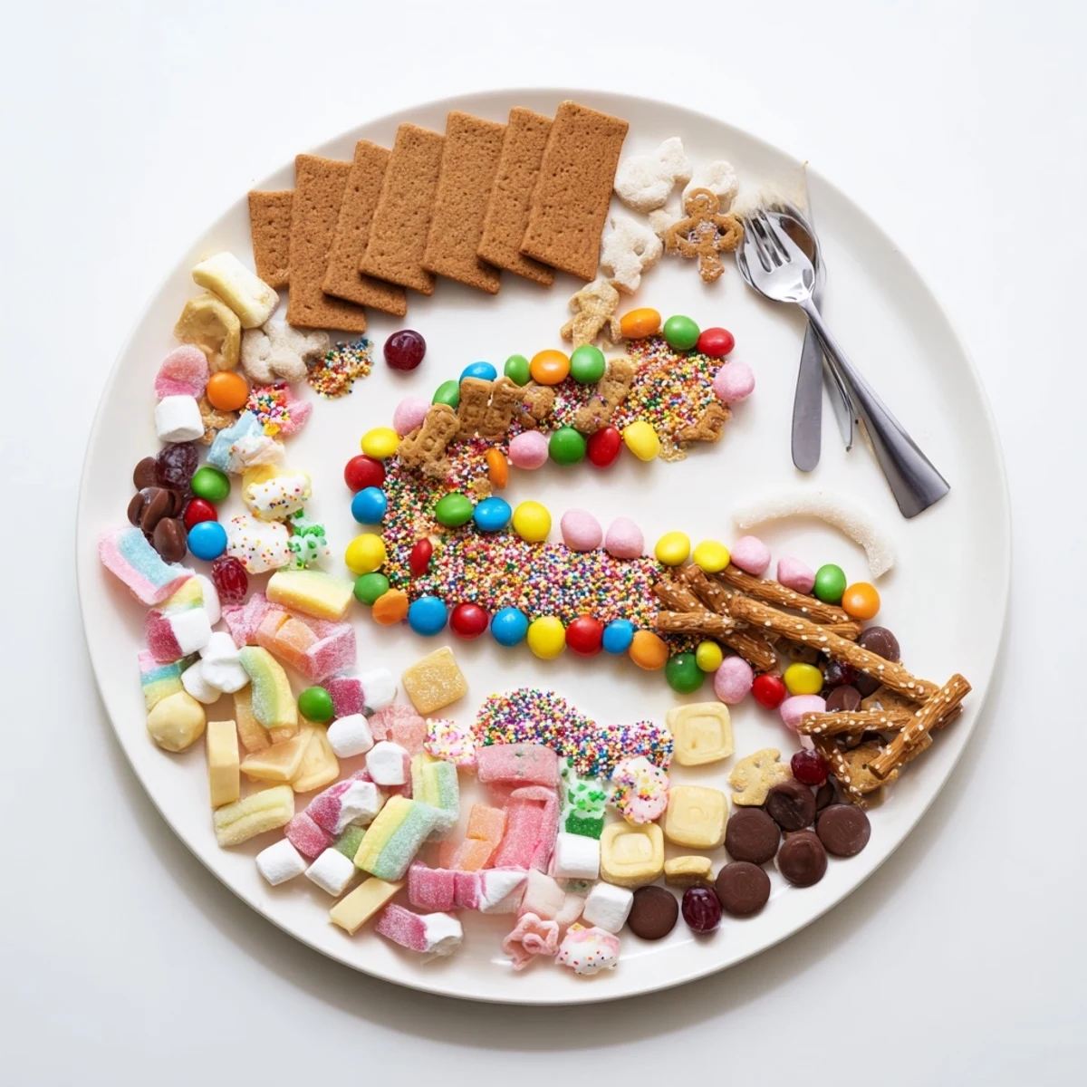 This playful Candy Land Gingerbread Path recipe board features a delicious assortment of sweets and treats.