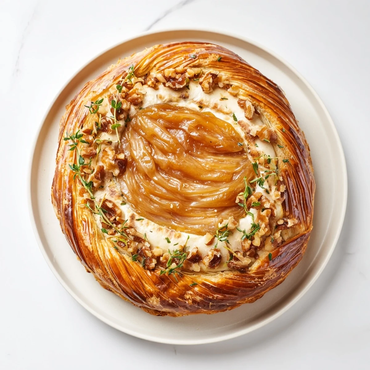 Creamy baked Brie perfectly swirled with sweet fig jam, ideal for holiday entertaining or sharing.