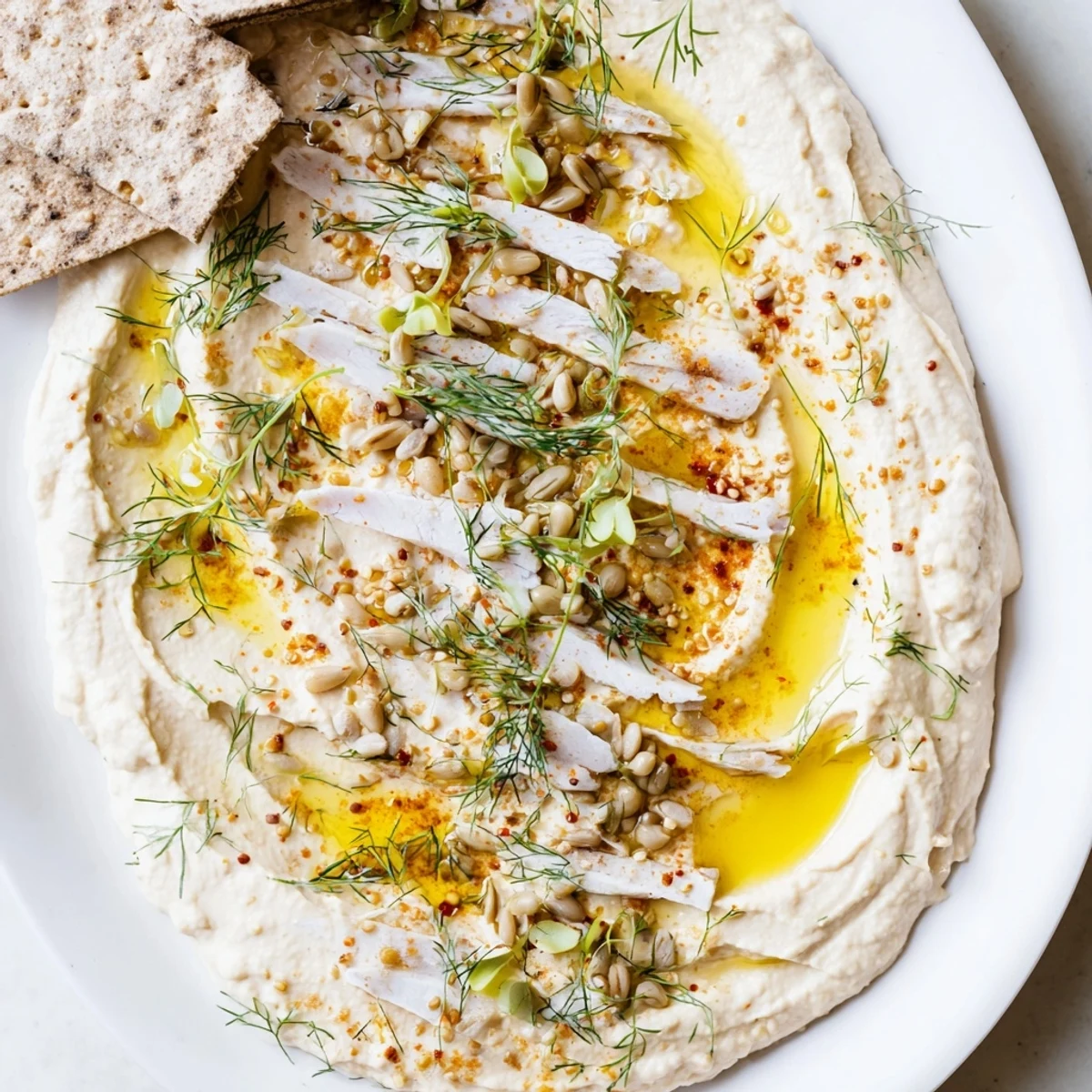 Delicious The Driftwood Beach appetizer: Hummus "sand," smoked fish "driftwood" and crackers, fresh.