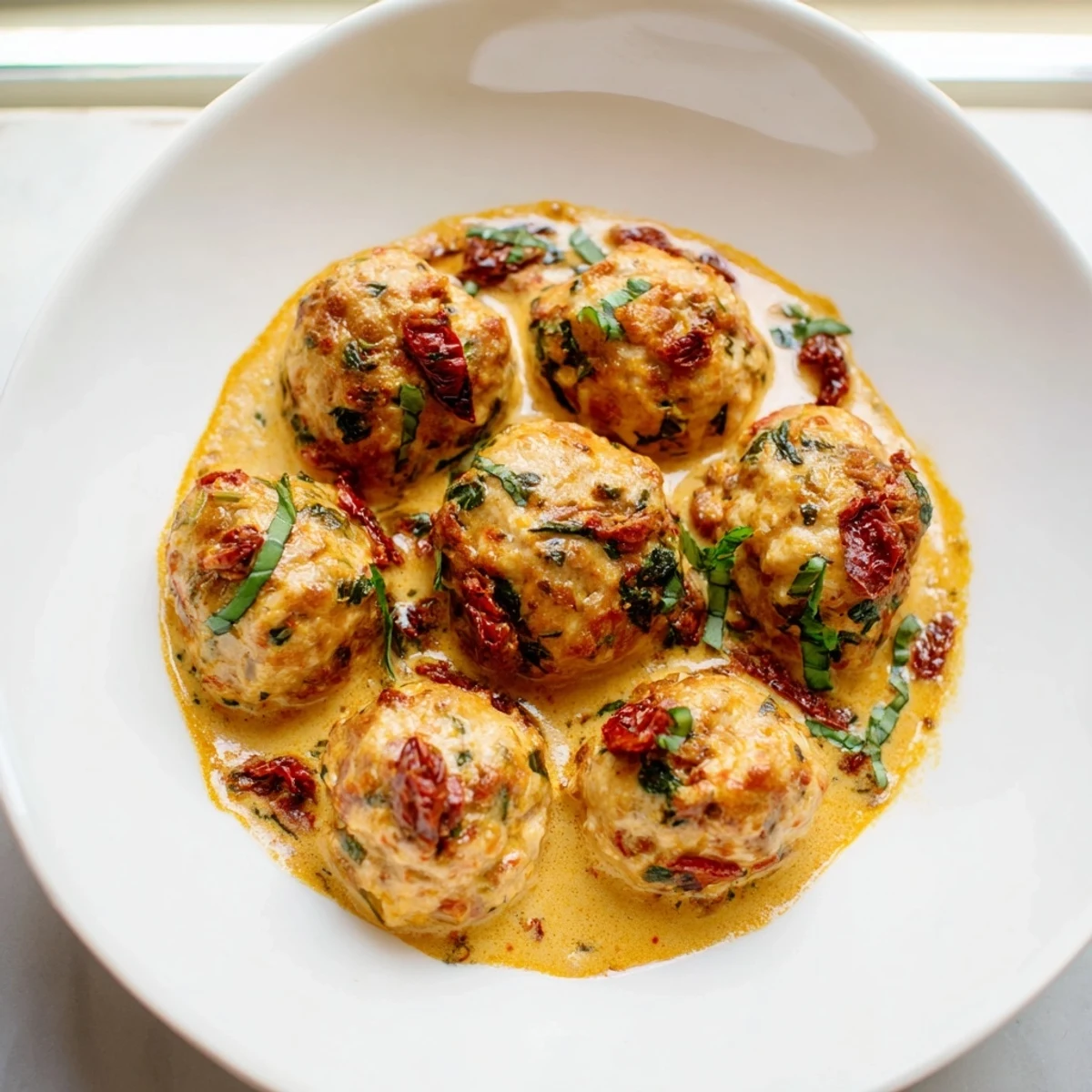 Perfectly browned Marry Me Chicken Meatballs in a skillet, showcasing the creamy, flavorful sauce.
