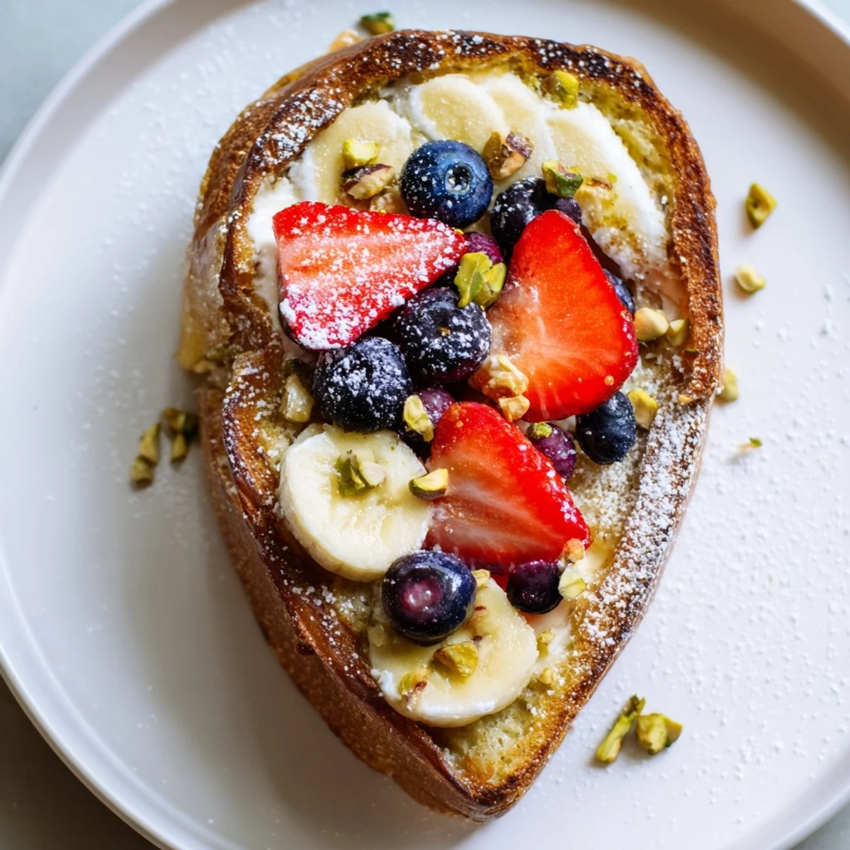 Creamy Viral Yogurt Toast topped with colorful berries, a perfect brunch treat.