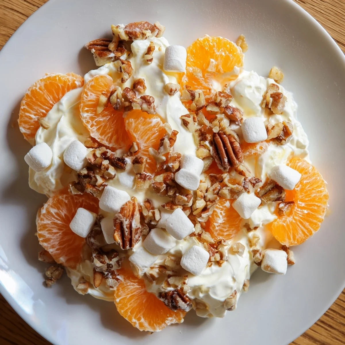 Creamy Elevated Ambrosia Salad featuring fluffy marshmallows, a sophisticated dessert perfect for any occasion.