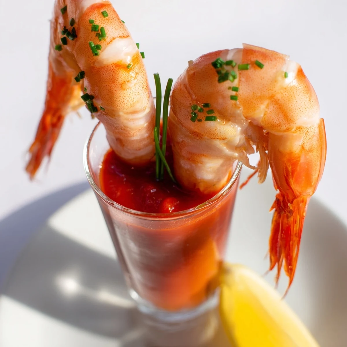 Retro Prawn Cocktail shooters overflowing with succulent shrimp and vibrant cocktail sauce, ready to serve.