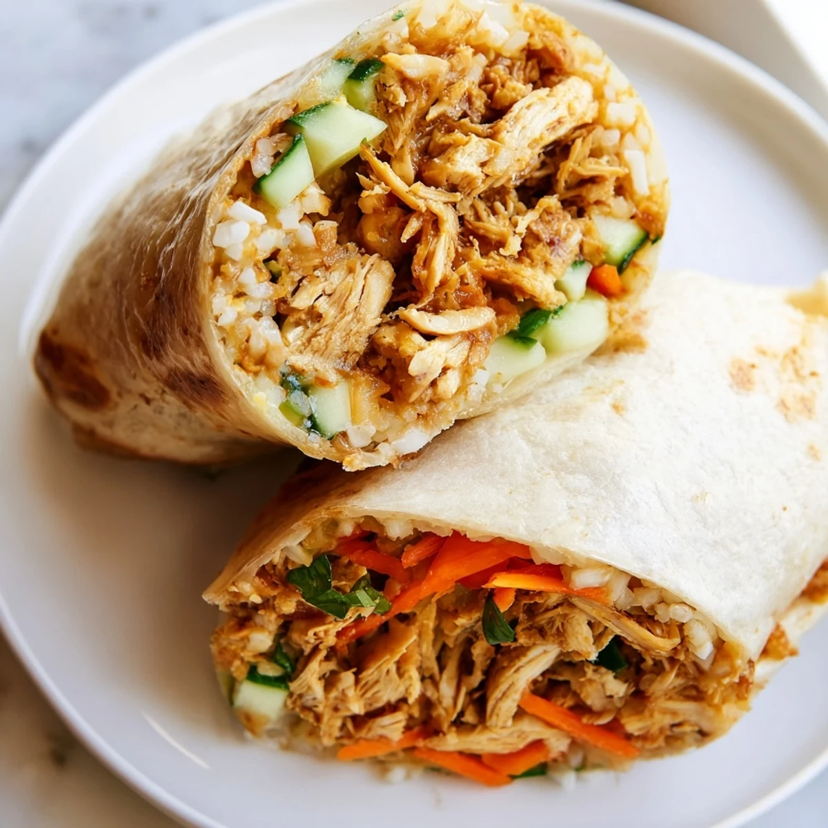 Garlicky Pulled Chicken Wraps