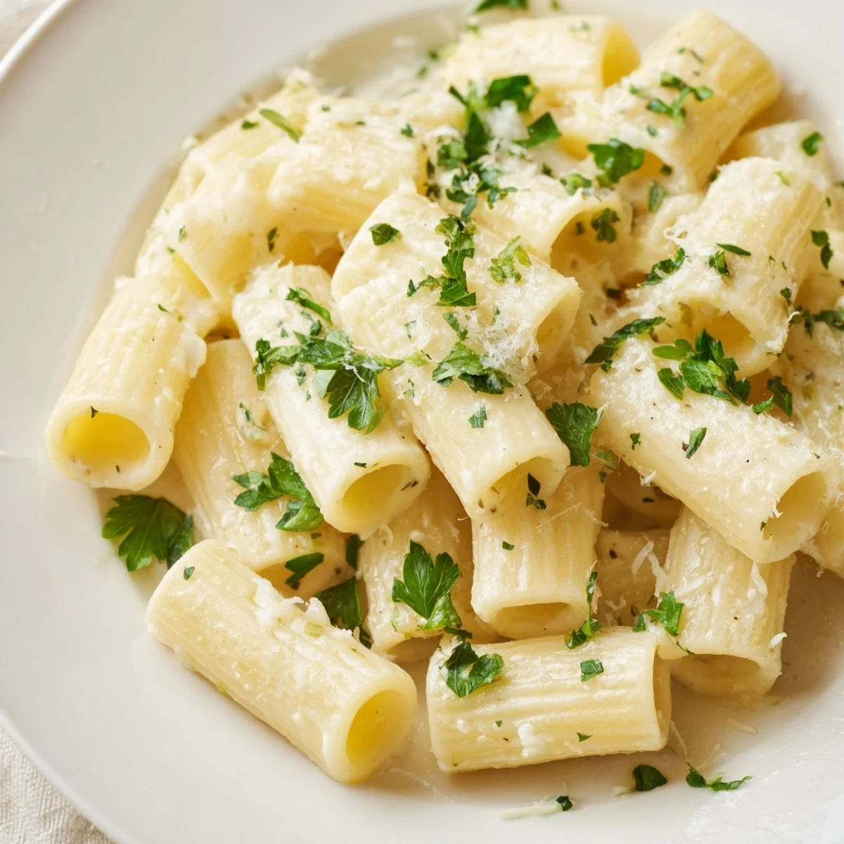 A photo of creamy milk pasta, the one-pot dish, bubbling hot with melted Parmesan.