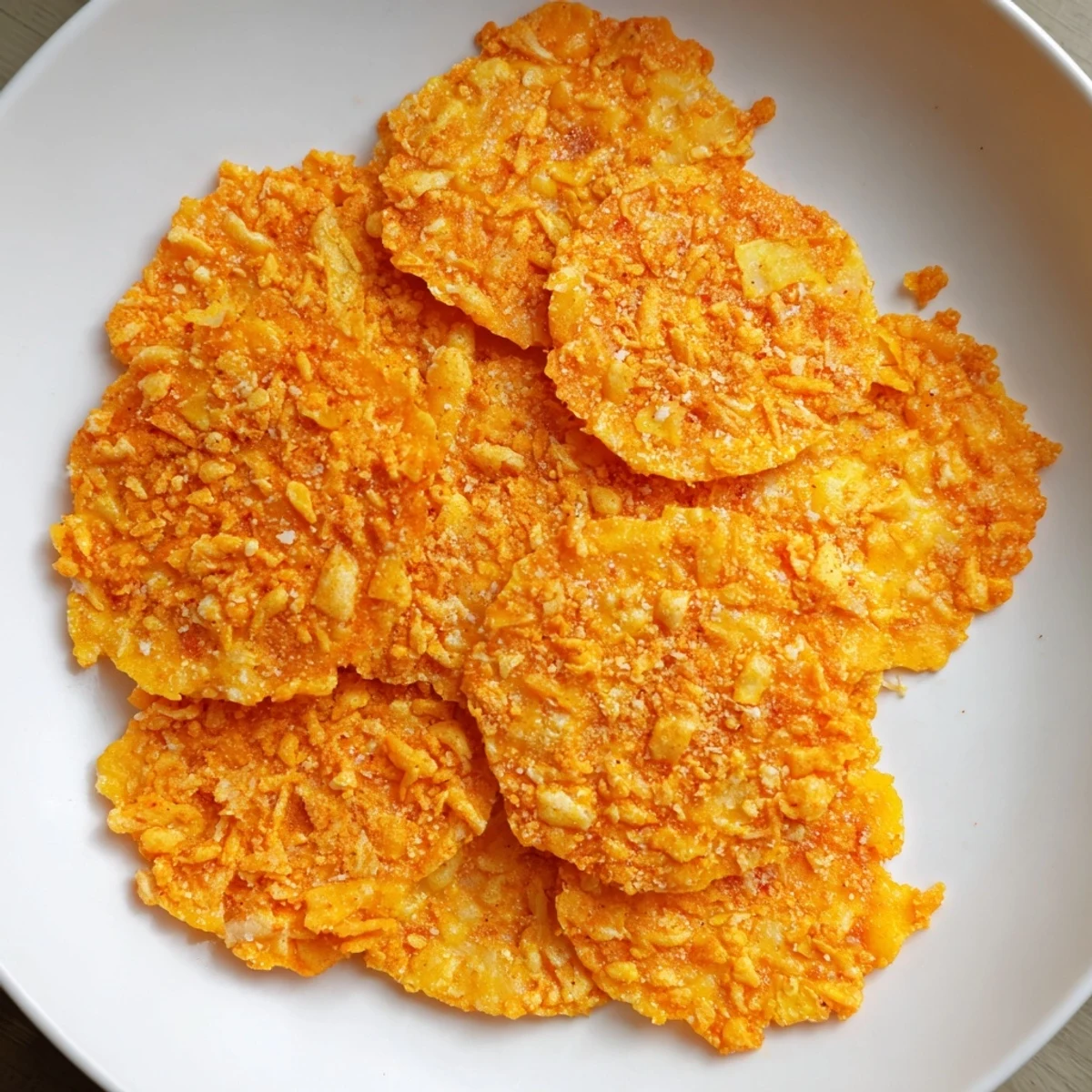 Close-up of freshly baked Crispy Cheeto Cheese Crackers, enticingly crisp with a cheesy, savory aroma.