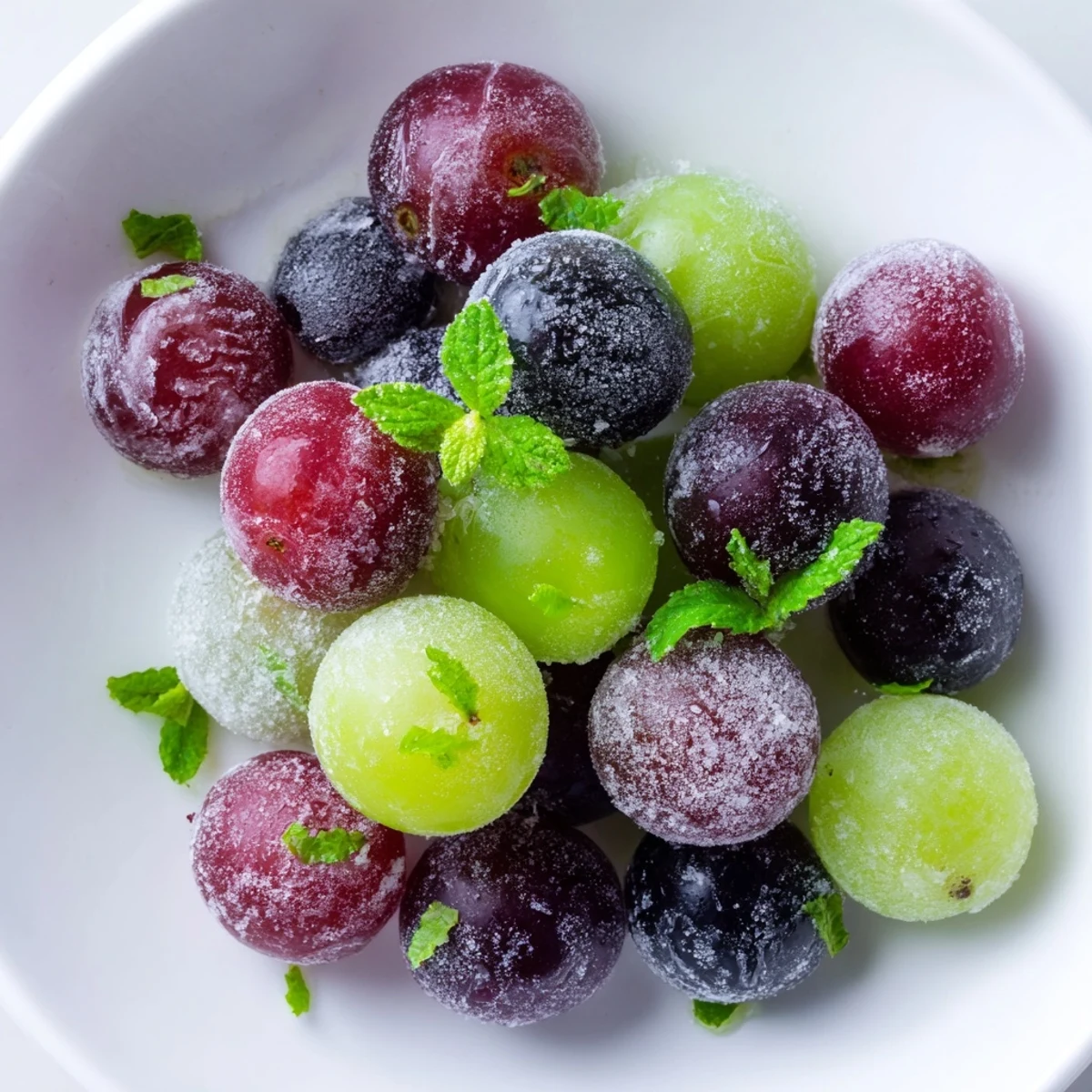 Sweet and icy frozen grapes, a healthy and delightful snack ready in minutes, ideal for summer.