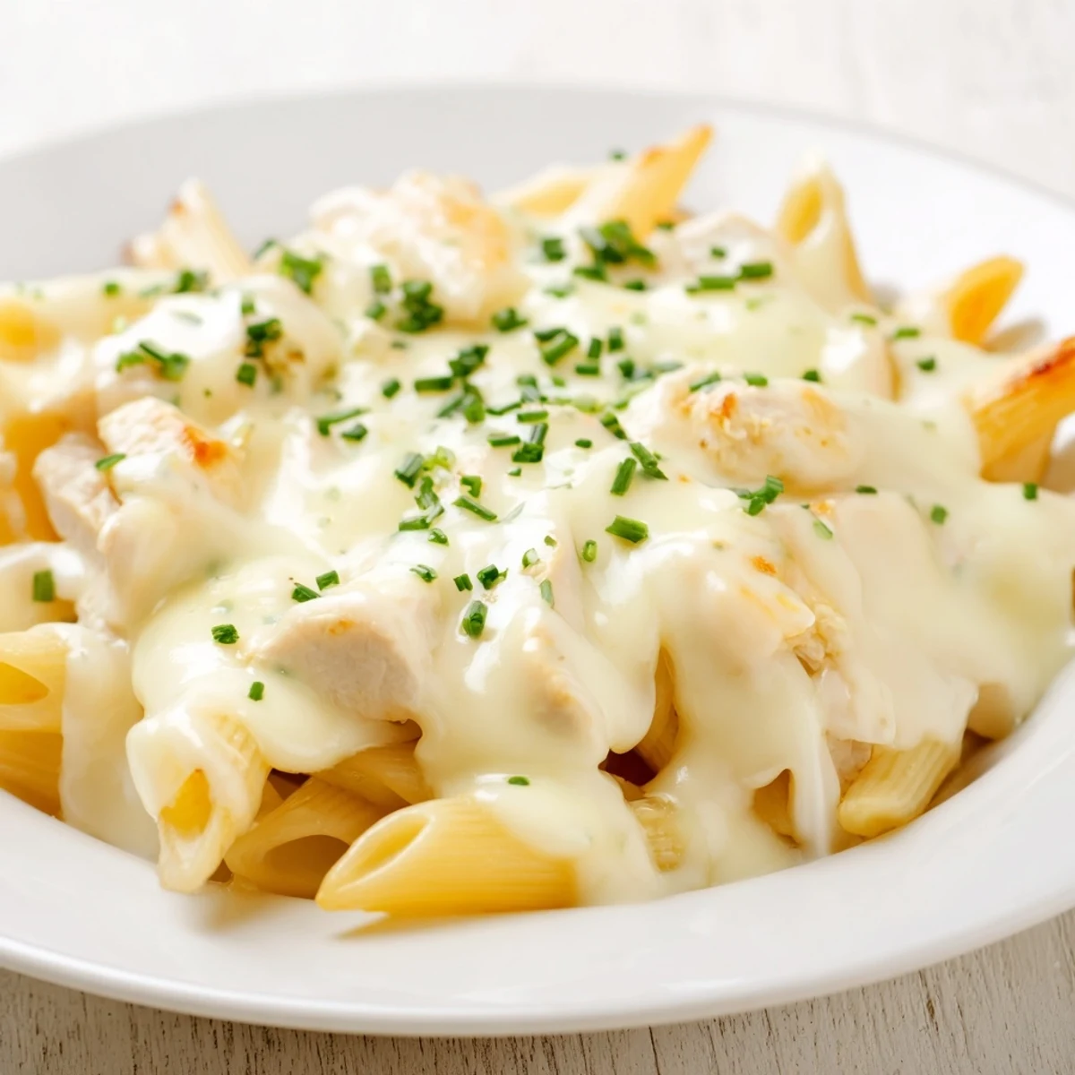 Here are the three ALT texts for the Chicken Ranch Pasta Bake recipe: