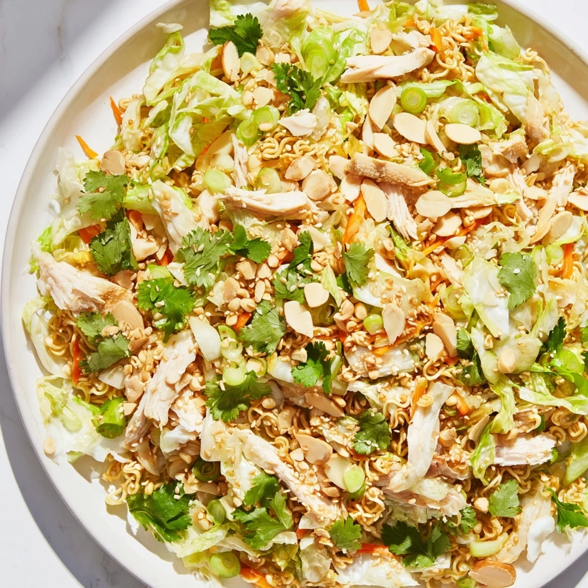 Vibrant Crunchy Ramen Chicken Salad, a delightful mix of textures and flavors, perfect for lunch.