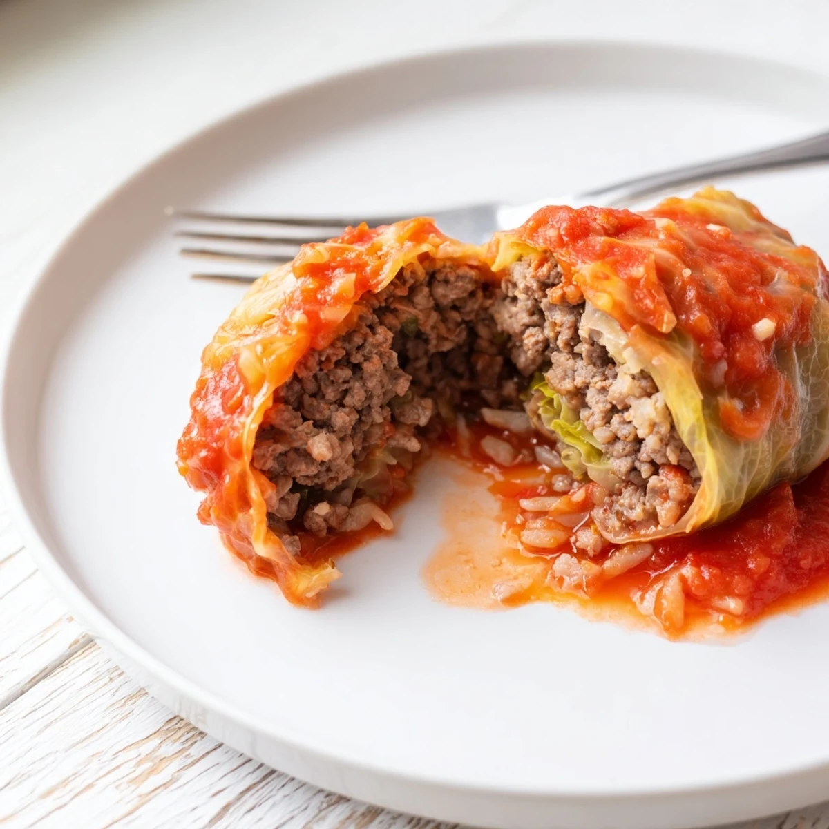Golden baked cabbage rolls in a bubbling tomato sauce, paired with crusty bread for a cozy, comforting Eastern European-inspired dinner.