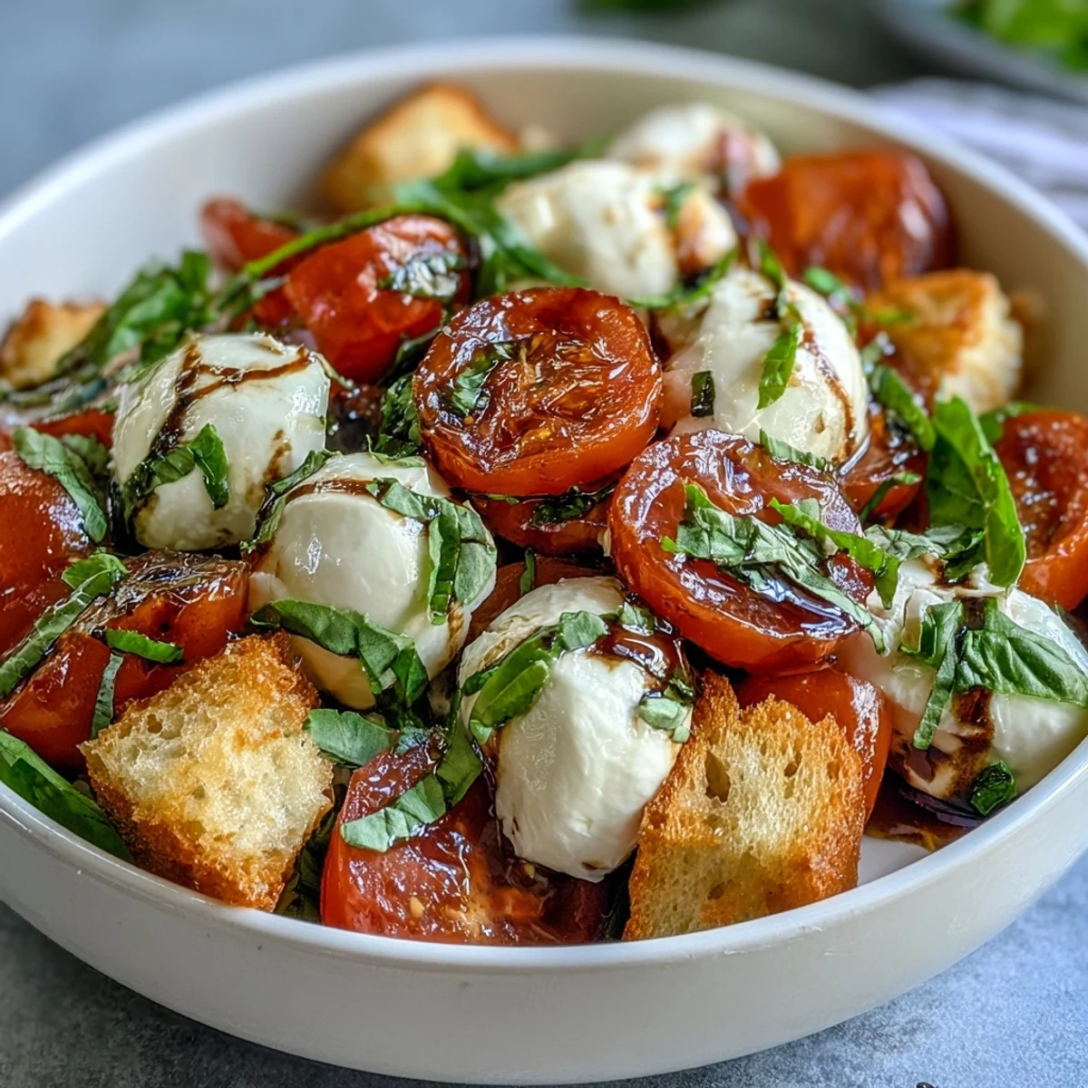 Un vibrante Caprese Salad Bowl, perfecto para un almuerzo ligero de verano.