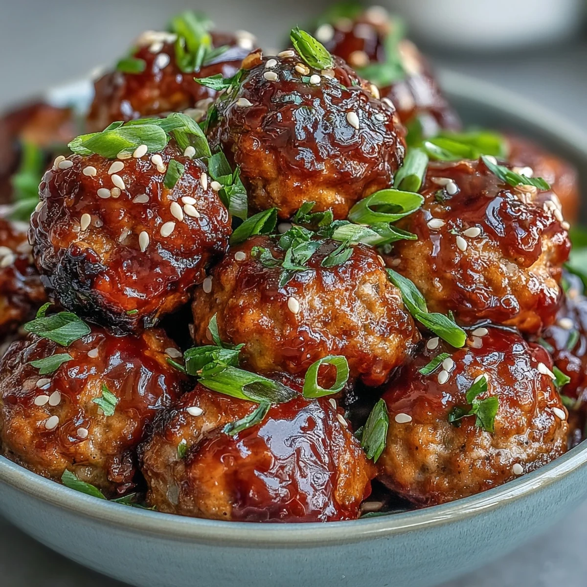 Golden baked Spicy Chili Honey Turkey Meatballs tossed in sticky glaze, ideal for a main dish or game day appetizer platter.