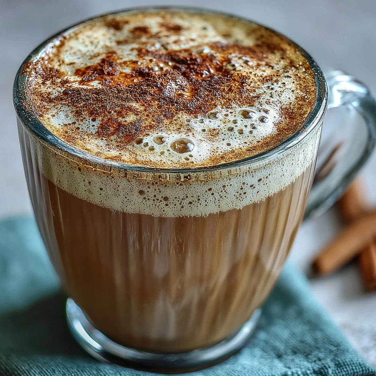 Steaming Cardamom Chai Latte with aromatic spices and creamy foam for a cozy beverage break.